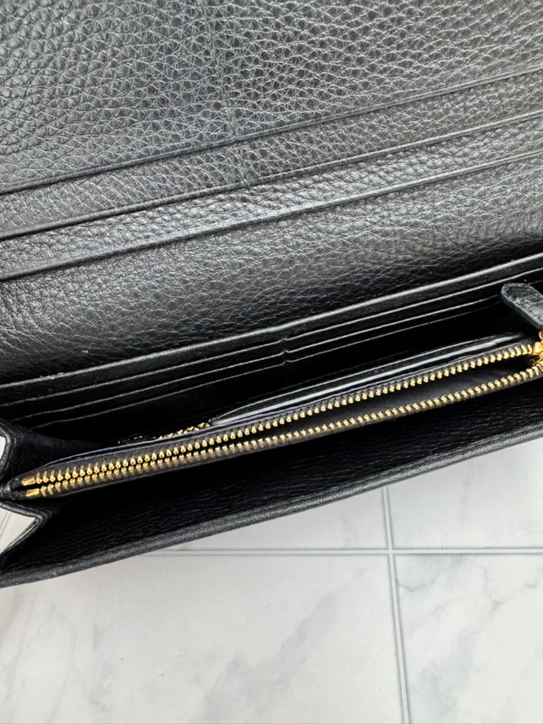 Prada Black Grained Leather Long Wallet