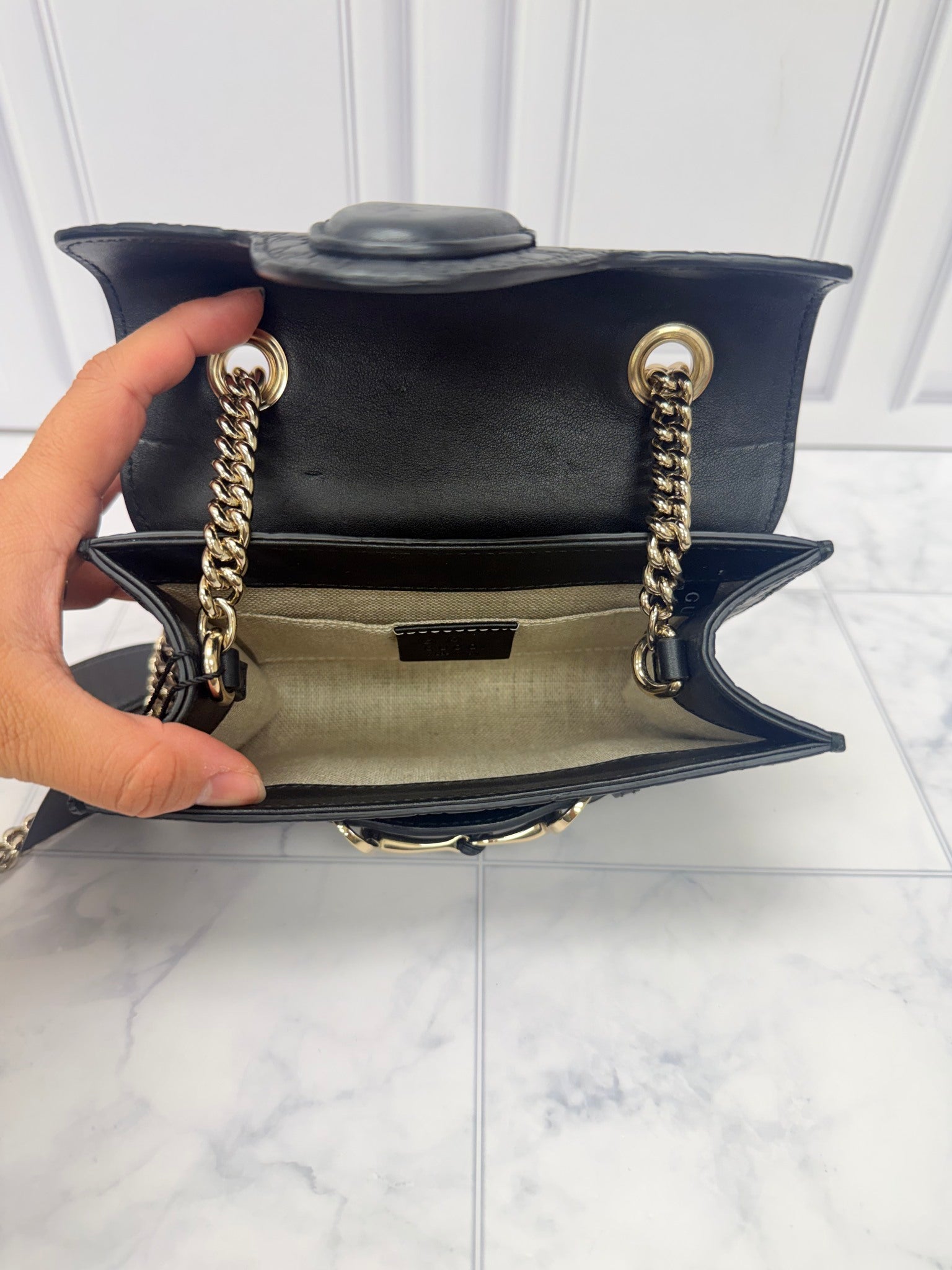 Gucci Black Microguccissima Mini Emily Chain Crossbody