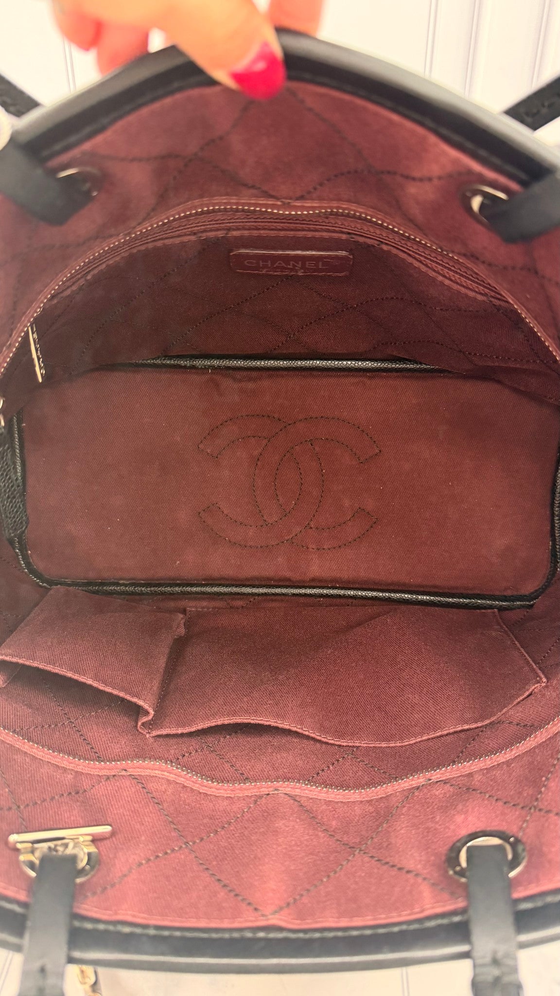 Chanel Black Caviar Leather Shopping Fever Tote