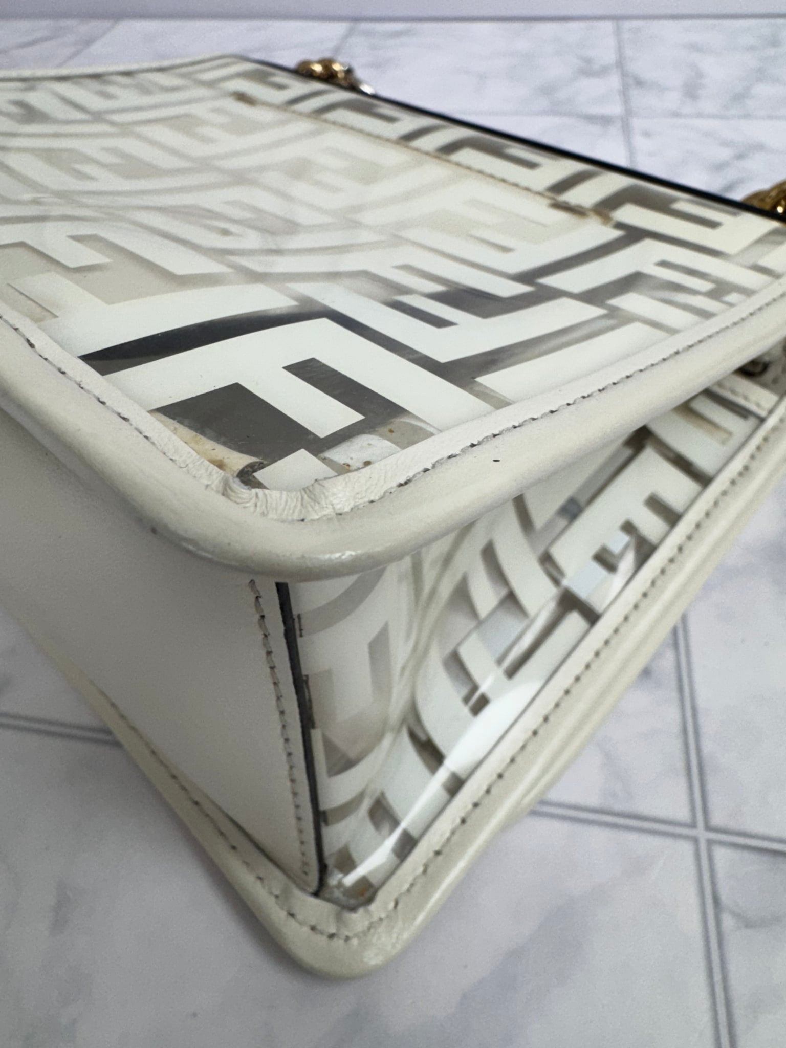 Fendi White Zucca PVC Kan I Logo Crossbody Bag