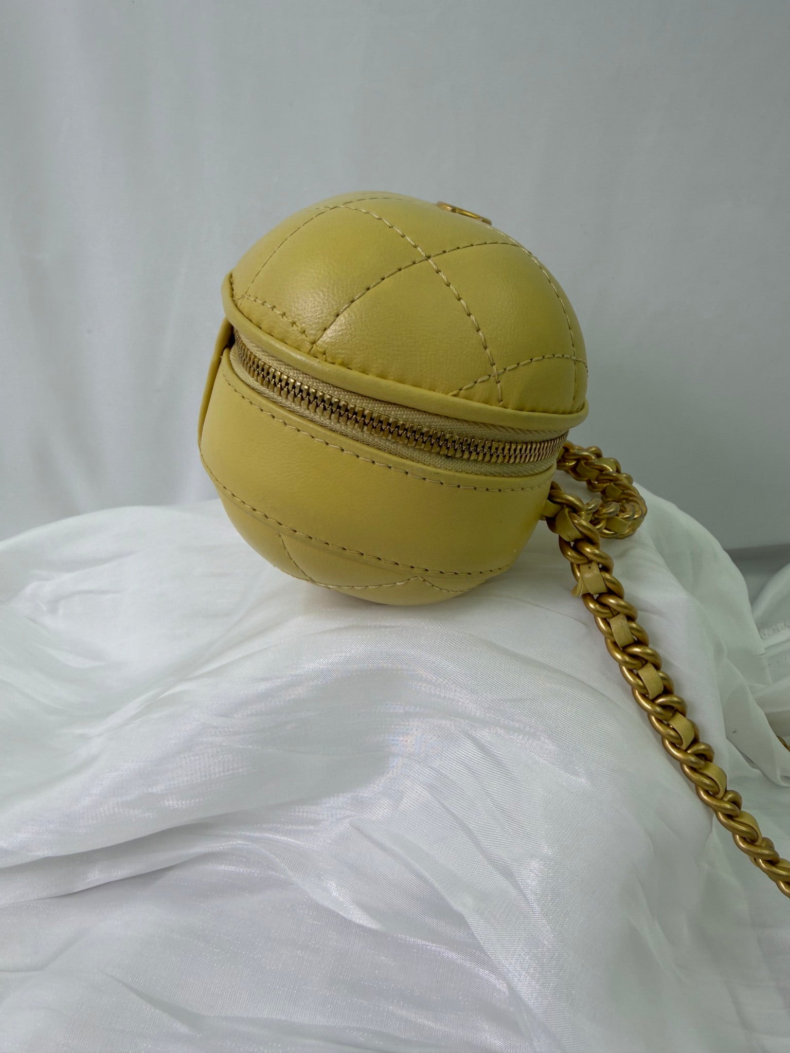 Chanel Light Yellow Calfskin Mini CC Bubble Vanity Case