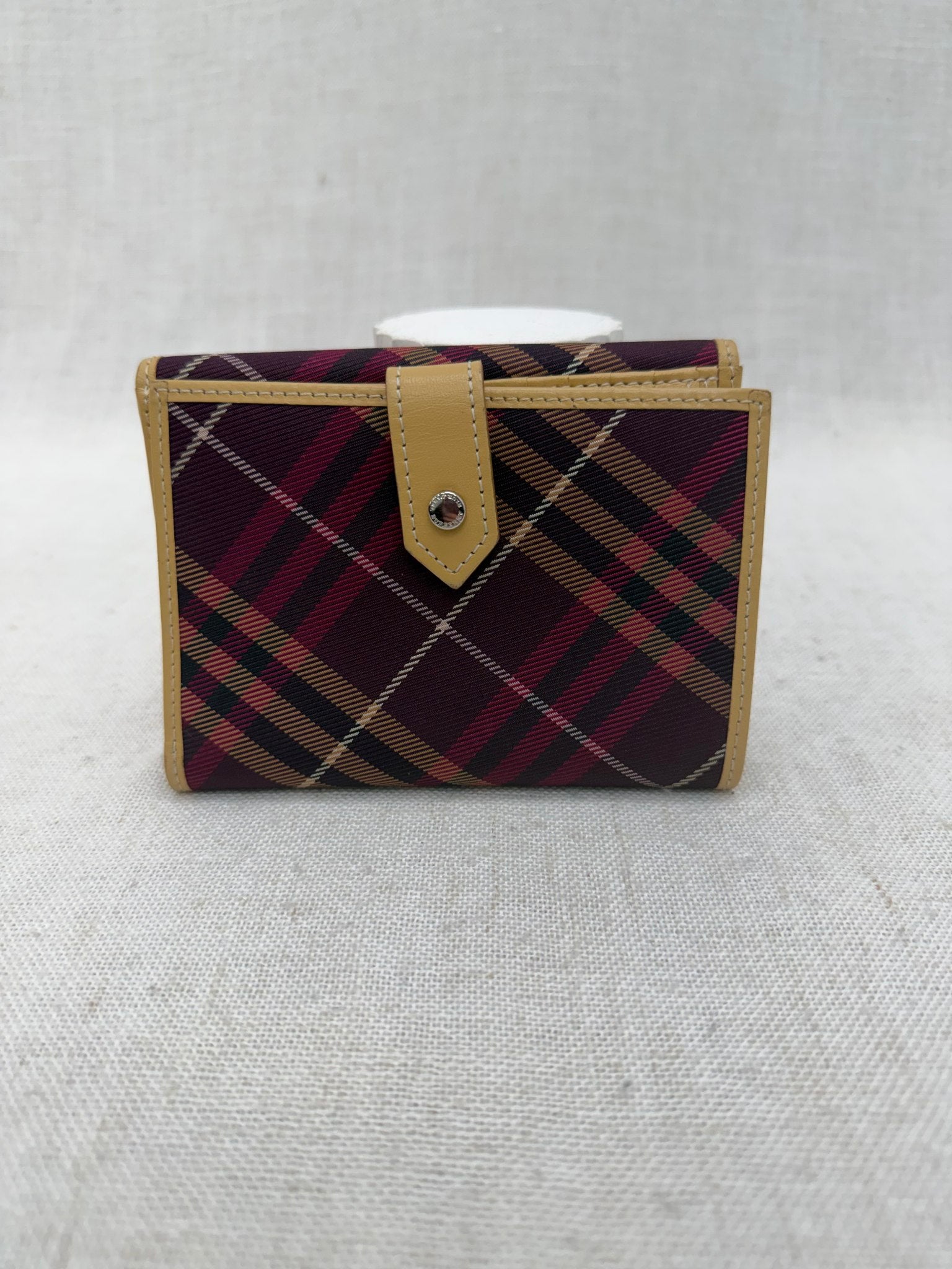 Burberry Plum & Tan Nova Check Canvas Wallet