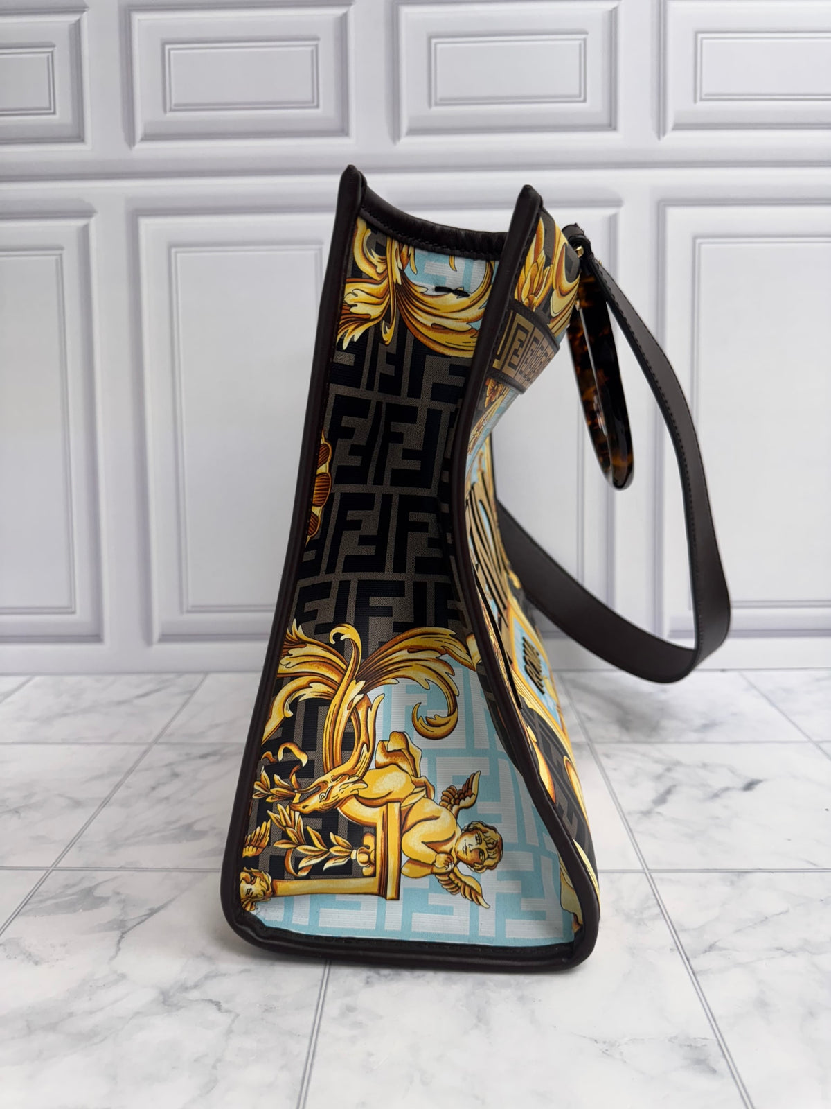 Fendi X Versace Multicolor Coated Canvas Fendace Sunshine Tote Bag