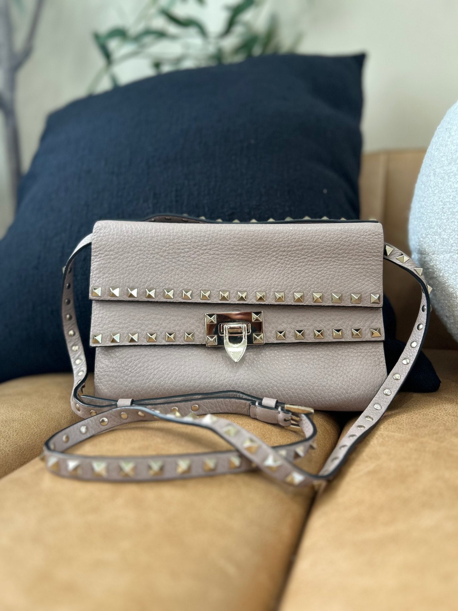 Valentino Dusty Rose Rockstud Two Pocket Crossbody