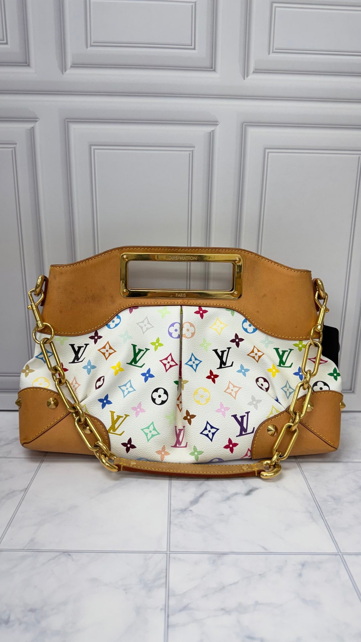 Louis Vuitton White Multicolor Monogram Judy MM Shoulder Bag