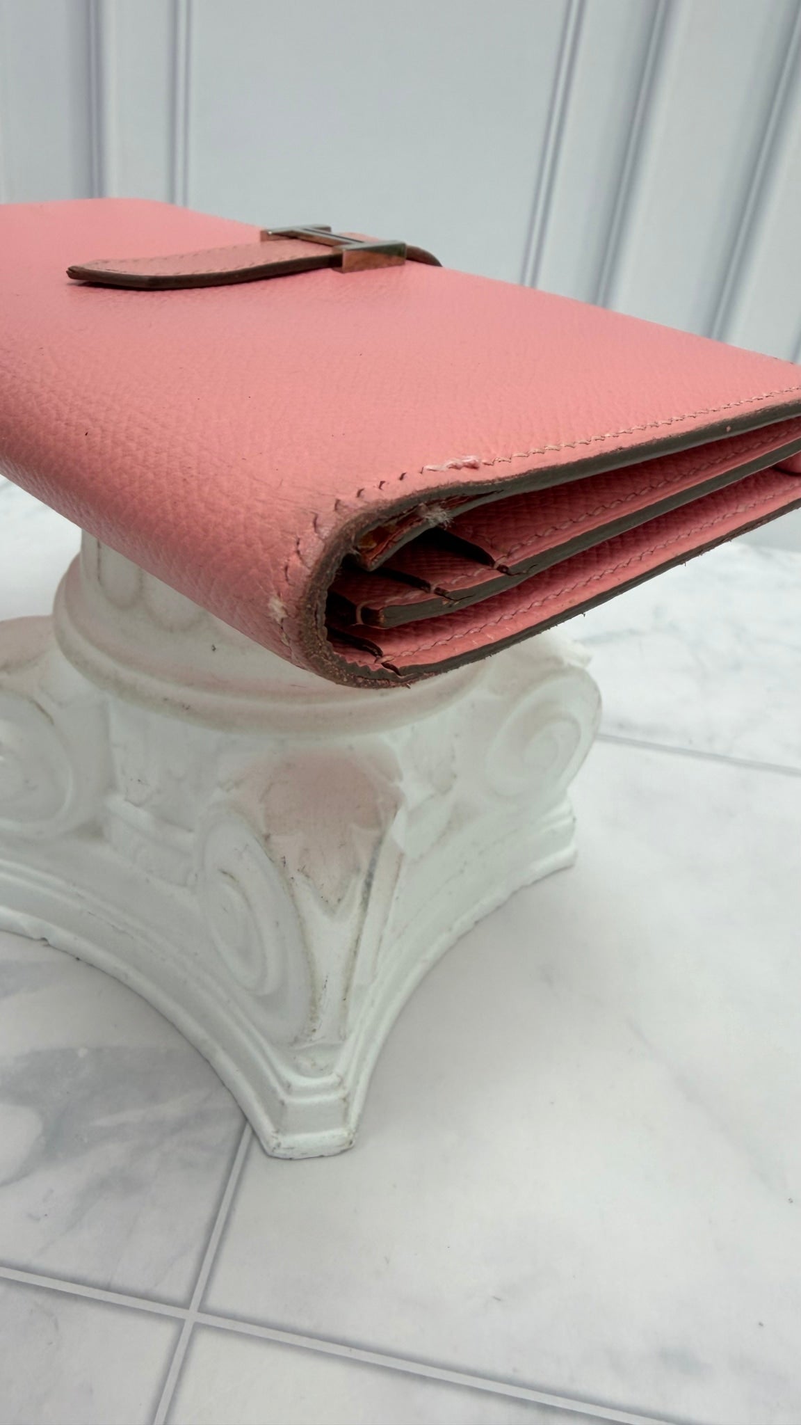 Hermes Pink Epsom Leather Bearn Wallet