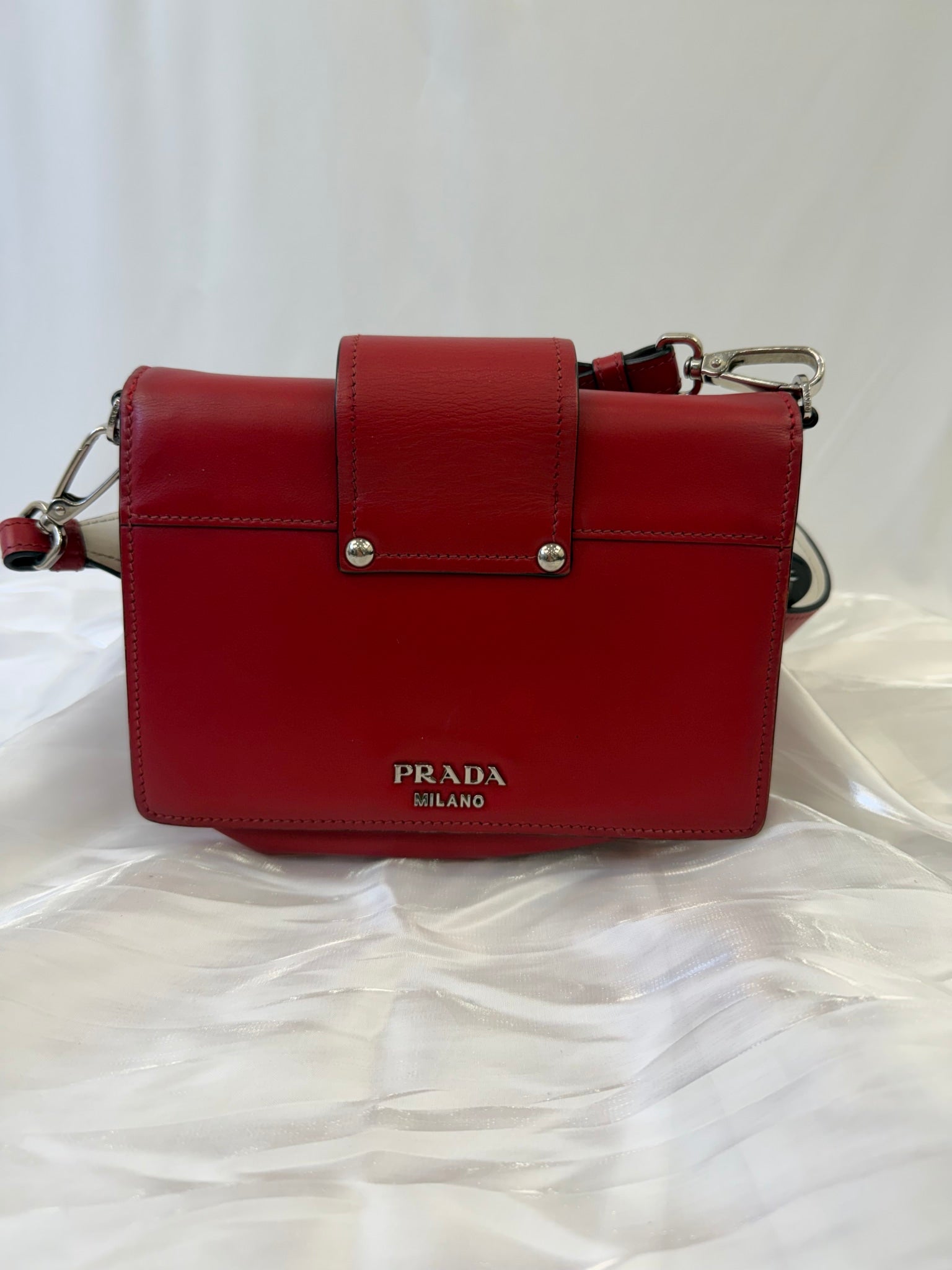 Prada Red Leather Plex Ribbon Bag