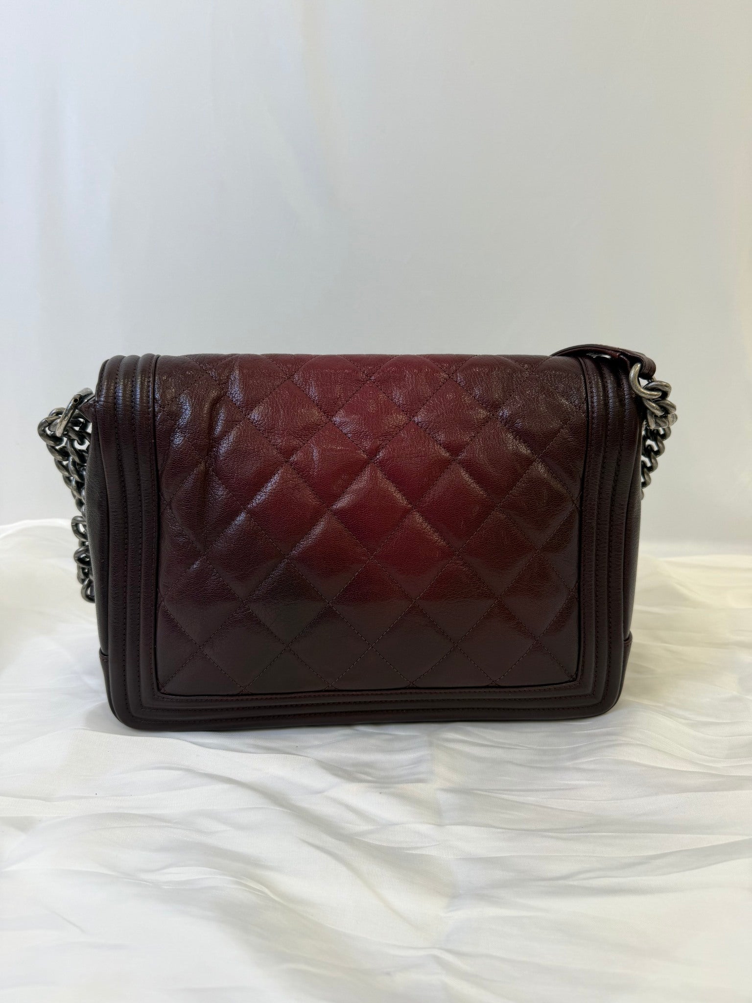 Chanel Oxblood Ombre Calfskin Boy Bag