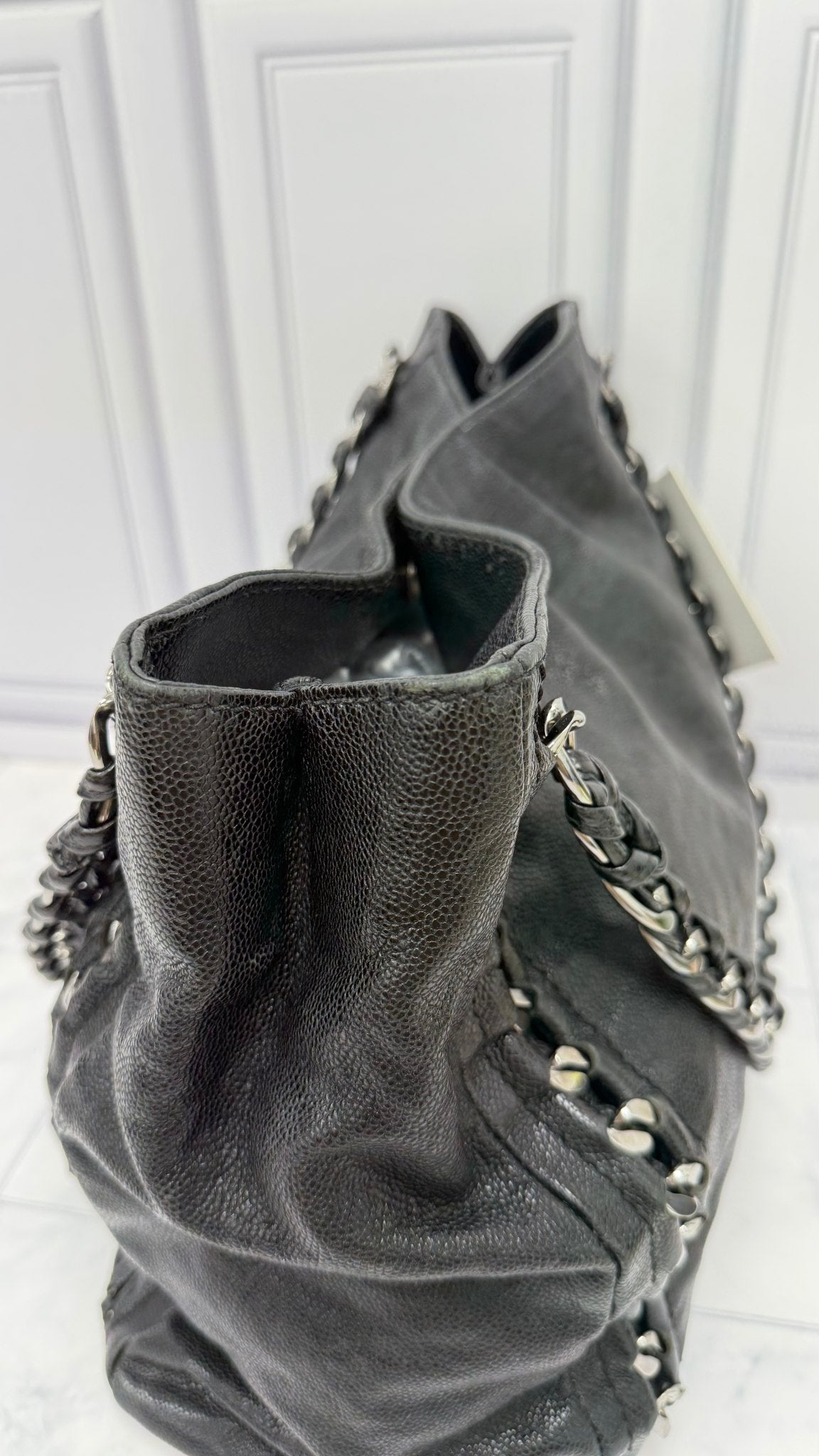 Chanel Black Caviar Leather CC Chain Shoulder Tote