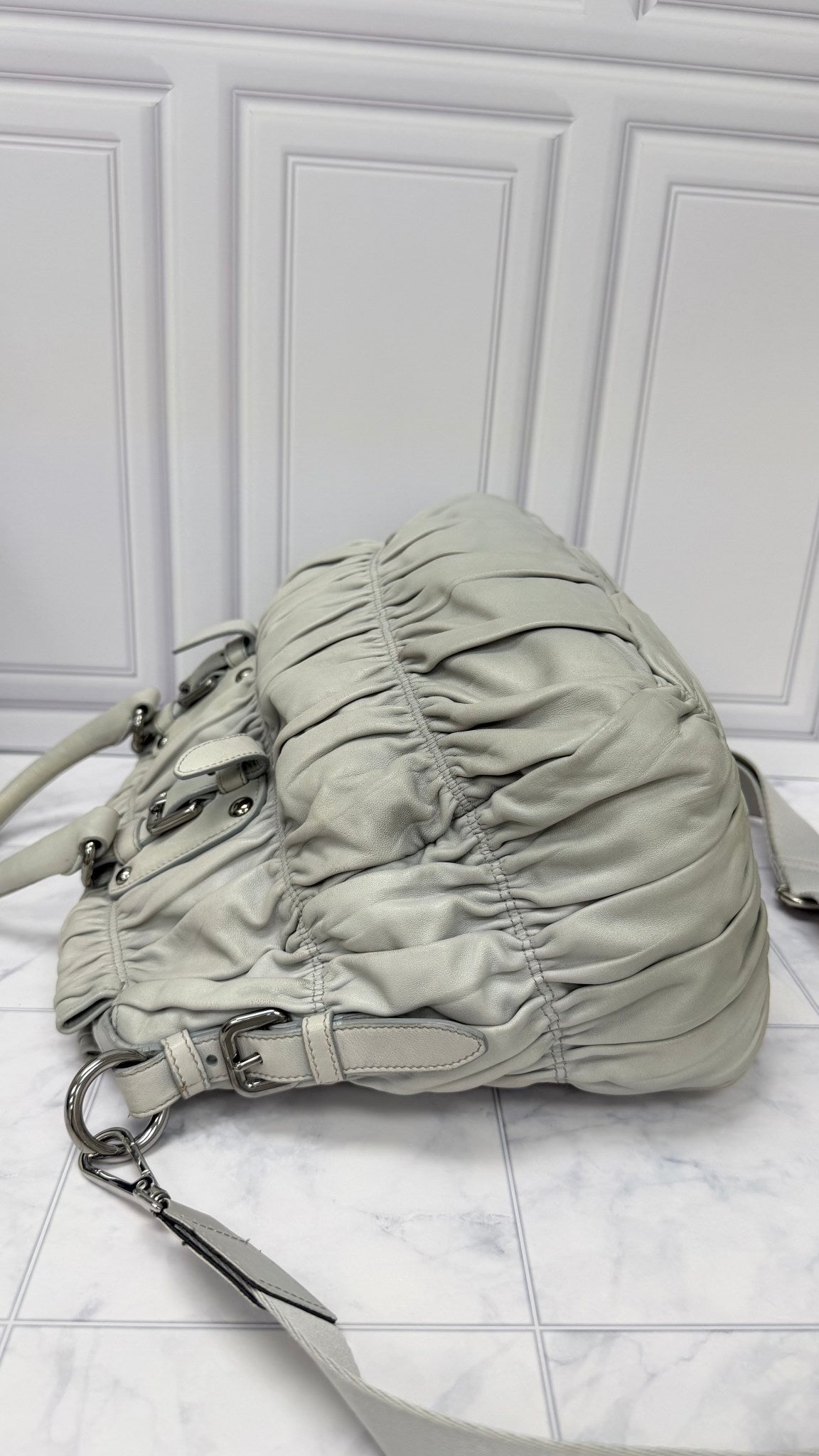 Prada Grey Nappa Leather Gaufre Bag