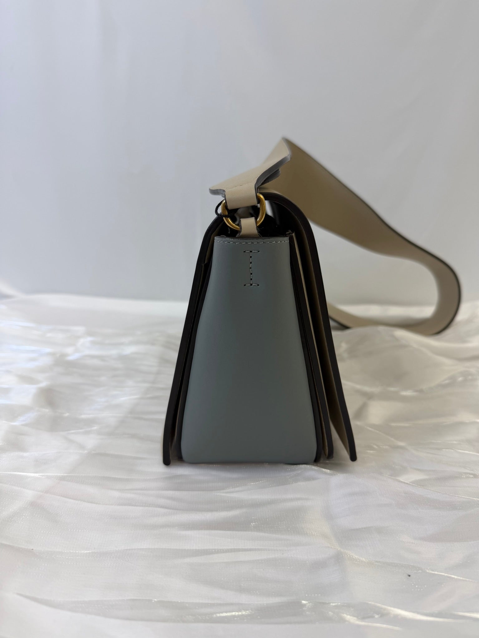 Celine Beige And Gray Leather Frame Shoulder Bag