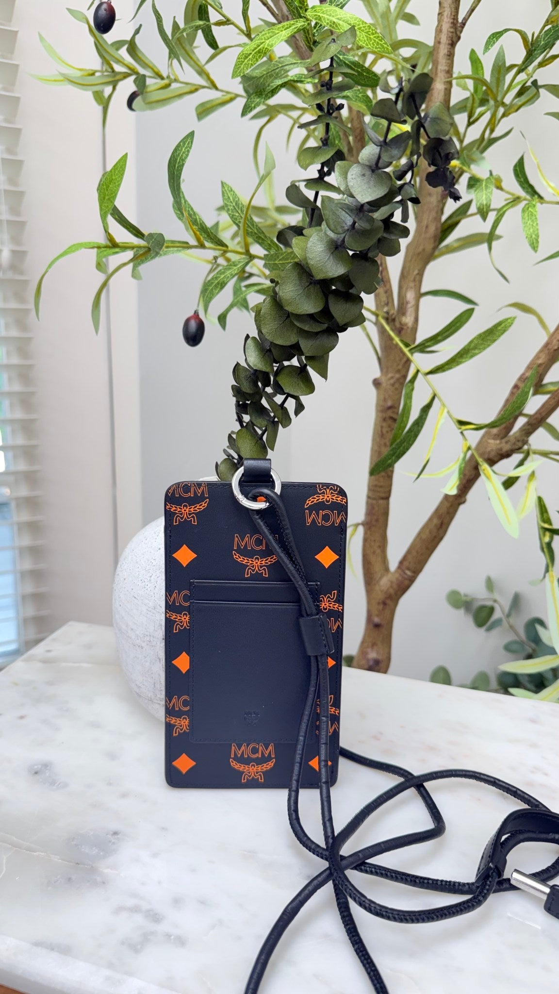 LIKE NEW - MCM Black Visetos Logo Phone Case Crossbody