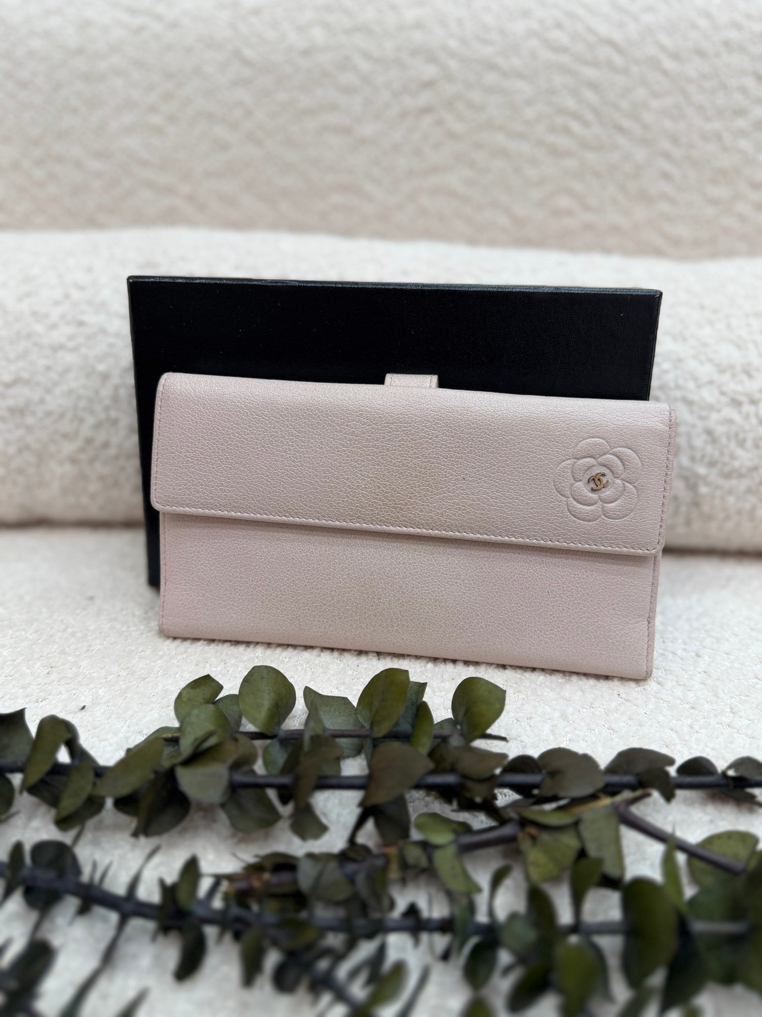 Chanel Pink Lambskin Camellia Long Wallet