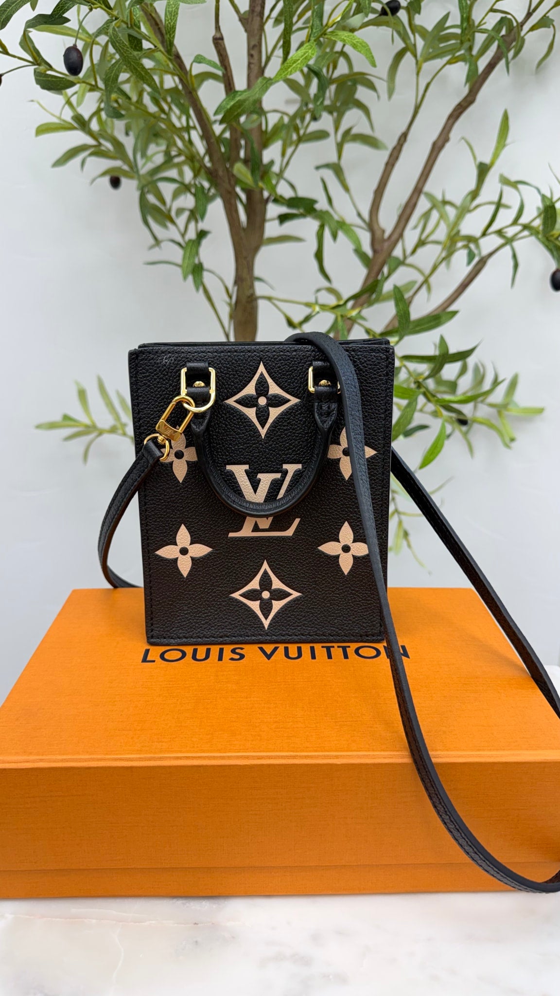 LIKE NEW - Louis Vuitton Black Empreinte Leather Petite Sac Plat Handbag
