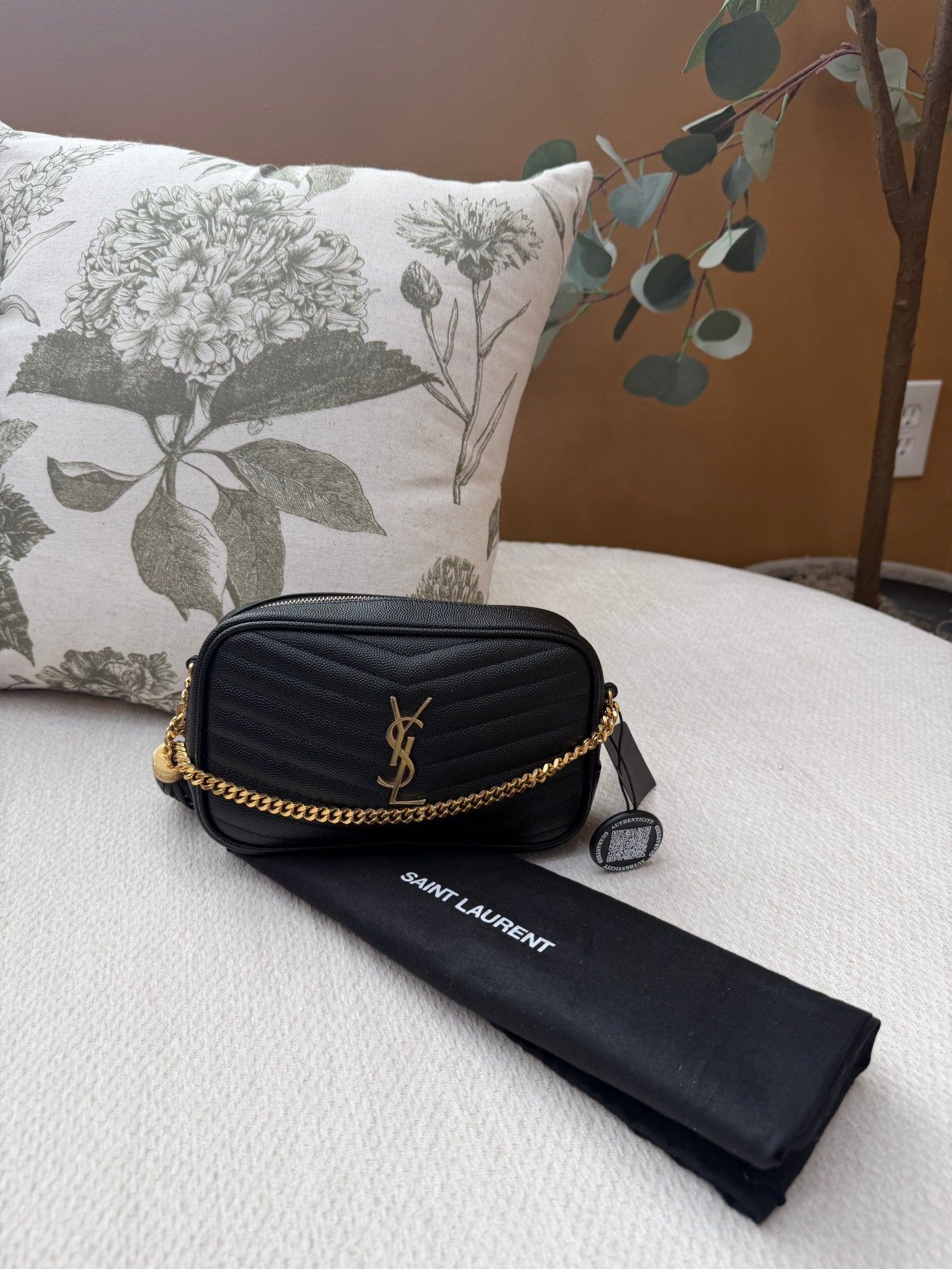 BRAND NEW - Saint Laurent YSL Black Quilted Leather Mini Lou Crossbody Bag