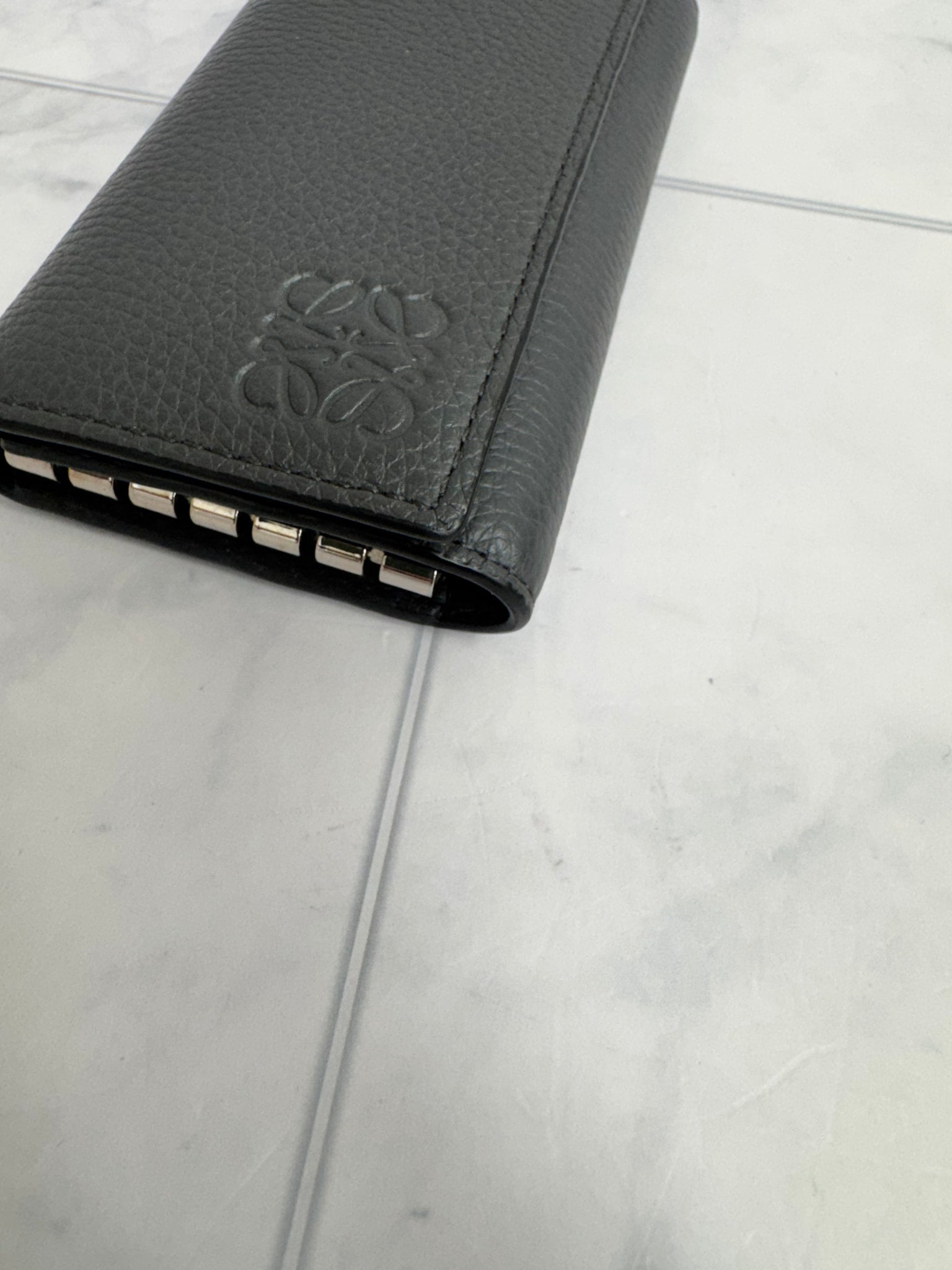 Loewe Grey Grained Leather 6 Ring Key Case
