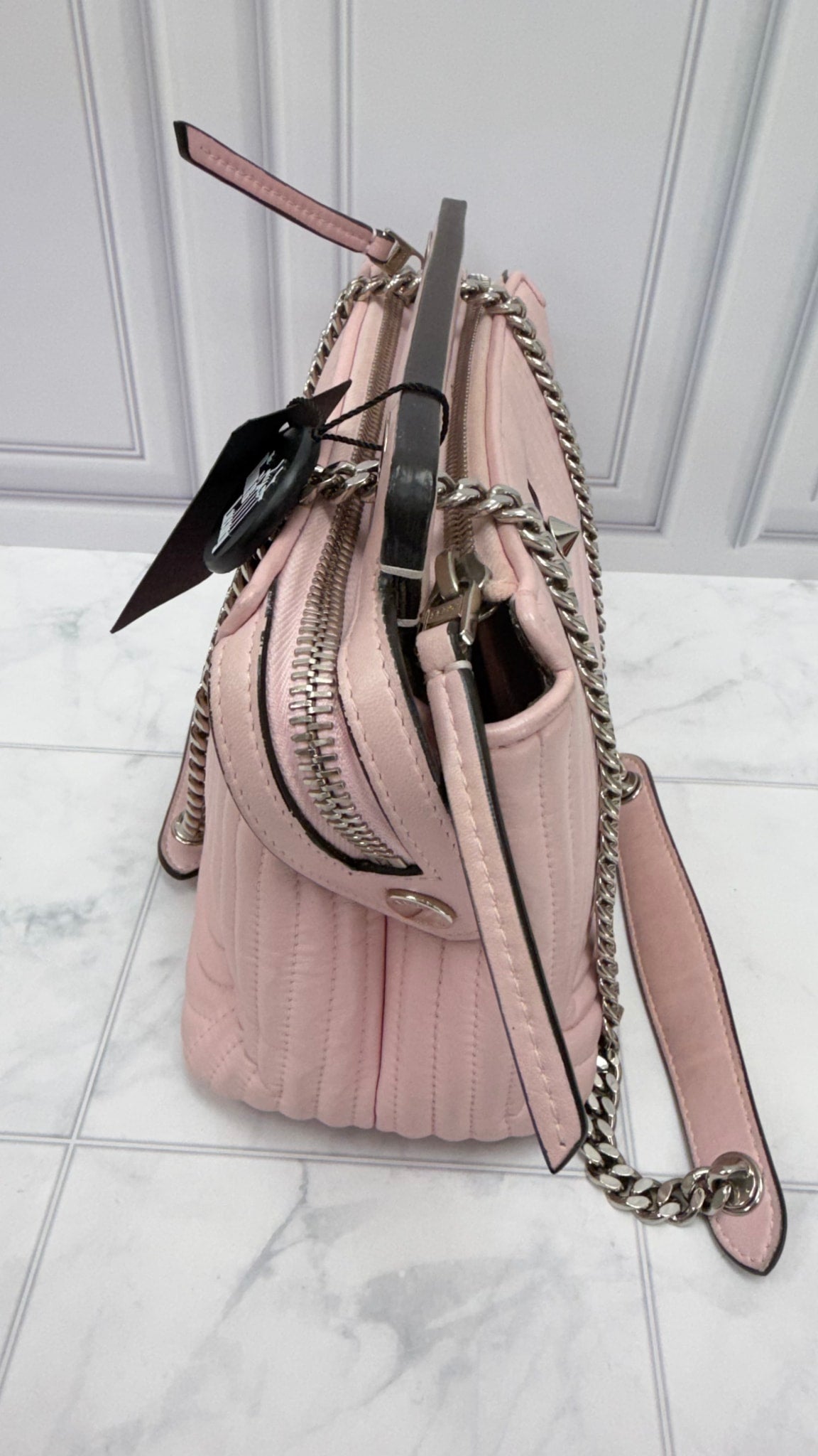 Fendi Pink Quilted Leather Small Dotcom Click Shoulder Bag