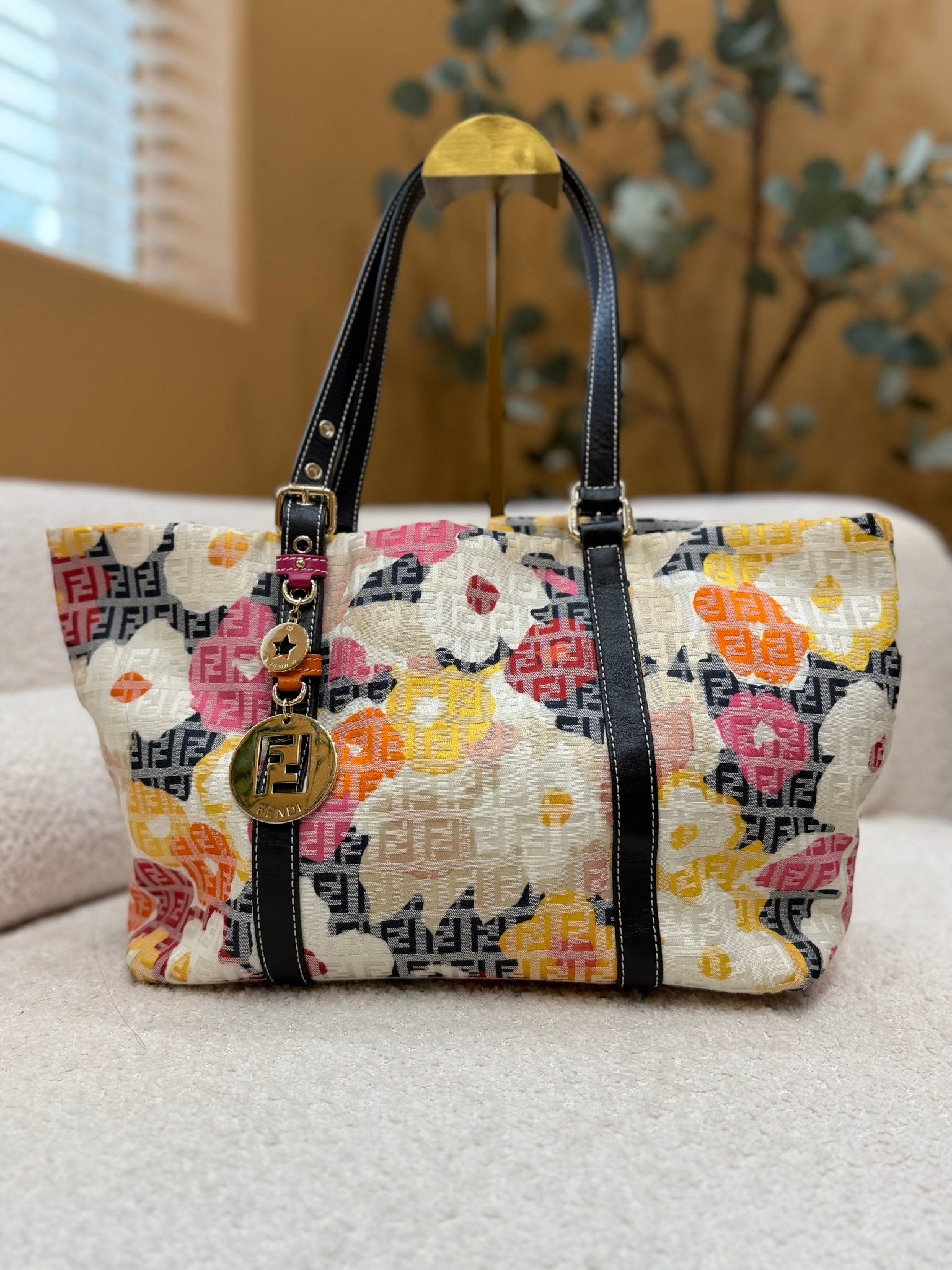 Fendi Multicolor Foral Zucchino Shoulder Tote