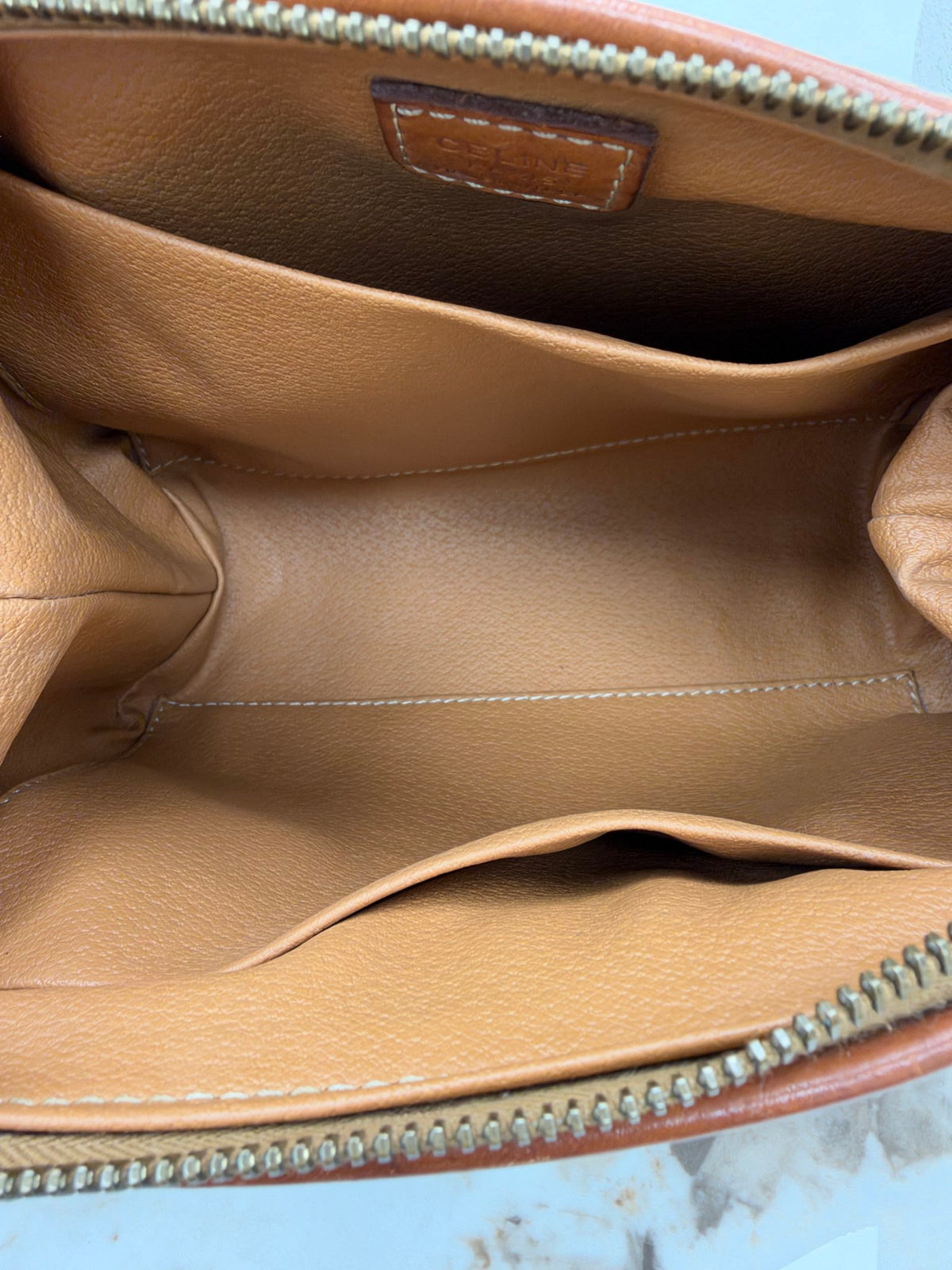 Celine Brown Macadam Coated Canvas Zippy Cosmetic Pouch