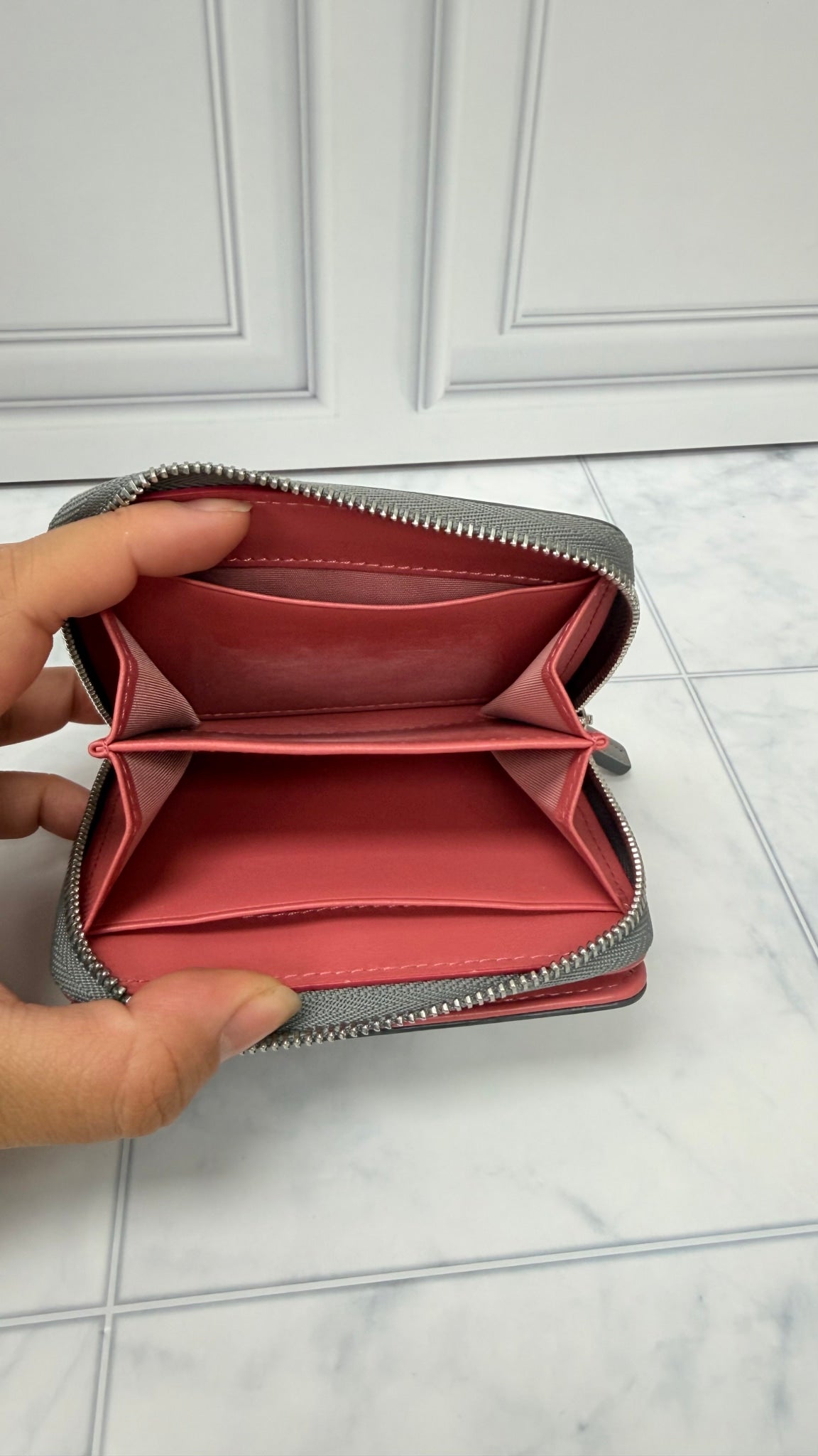 MCM Grey Leather Star Eye Rabbit Compact Wallet