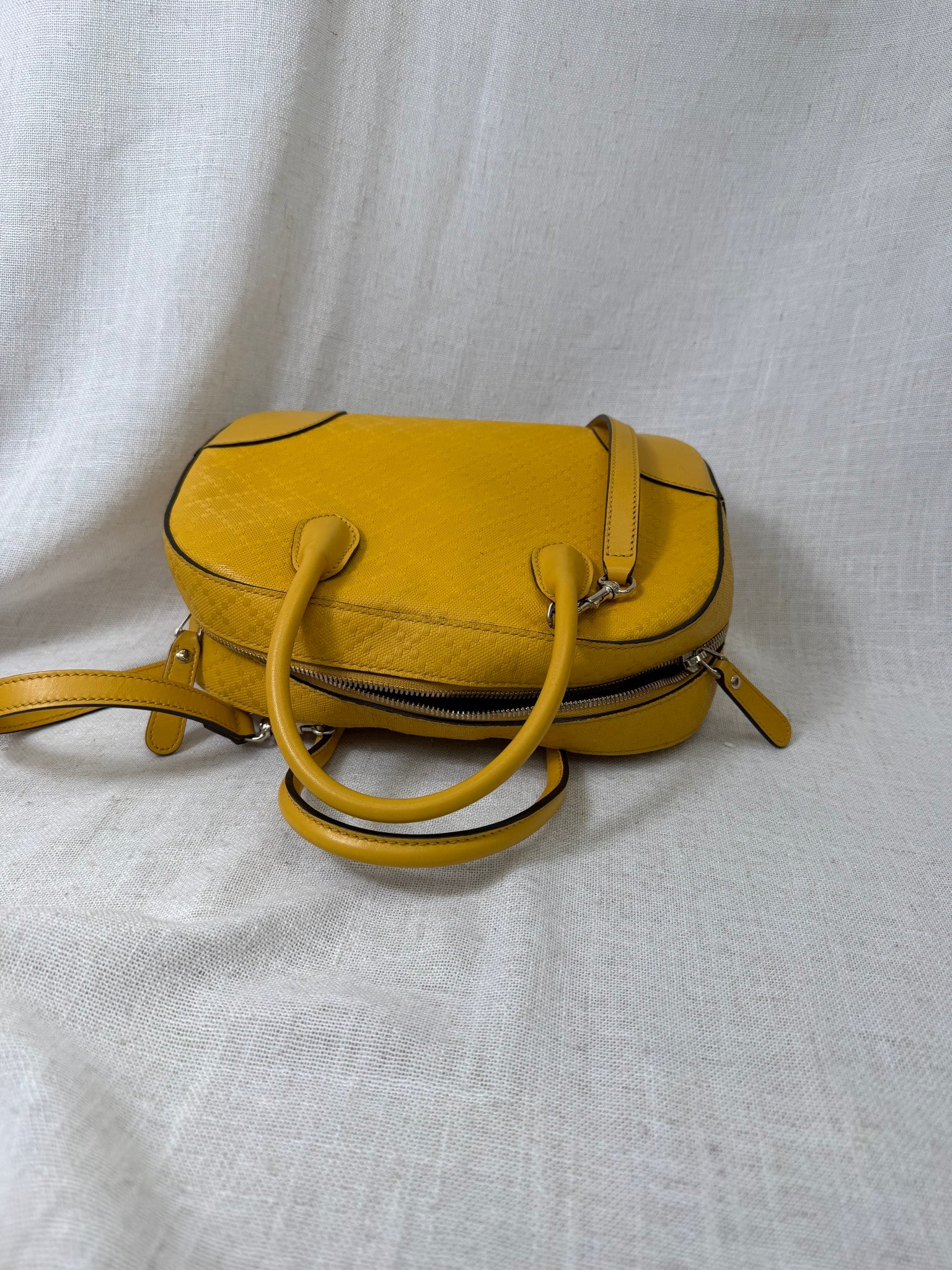 Gucci Yellow Diamante Leather Convertible Boston Bag