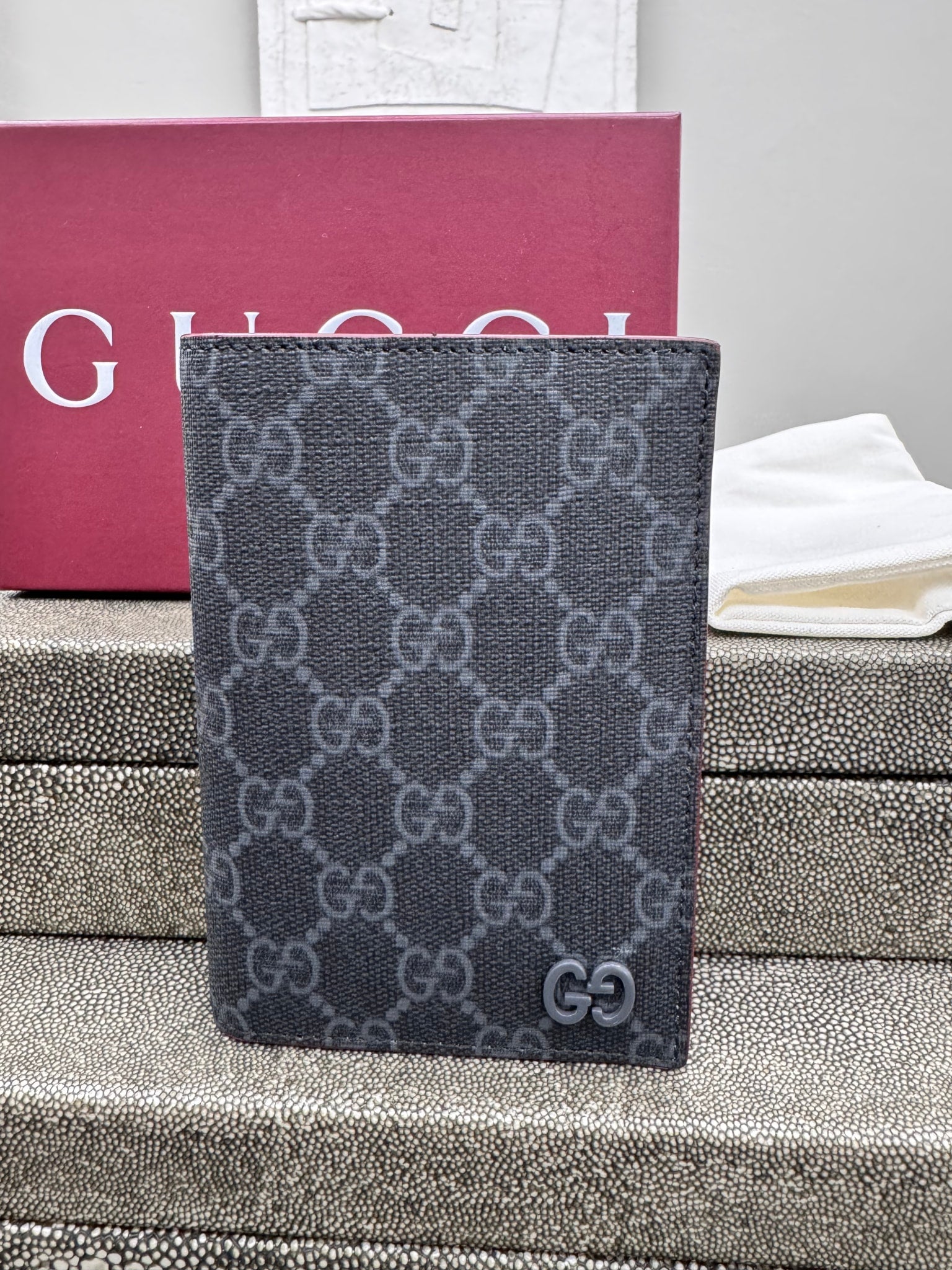 BRAND NEW - Gucci Black GG Supreme Passport Holder