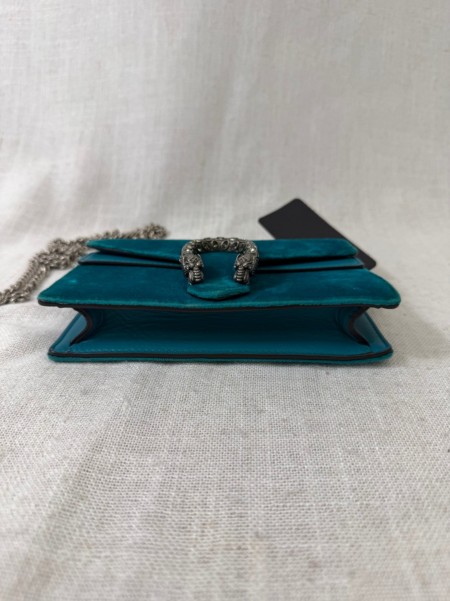 Gucci Turquoise Velvet Dionysus Super Mini Crossbody