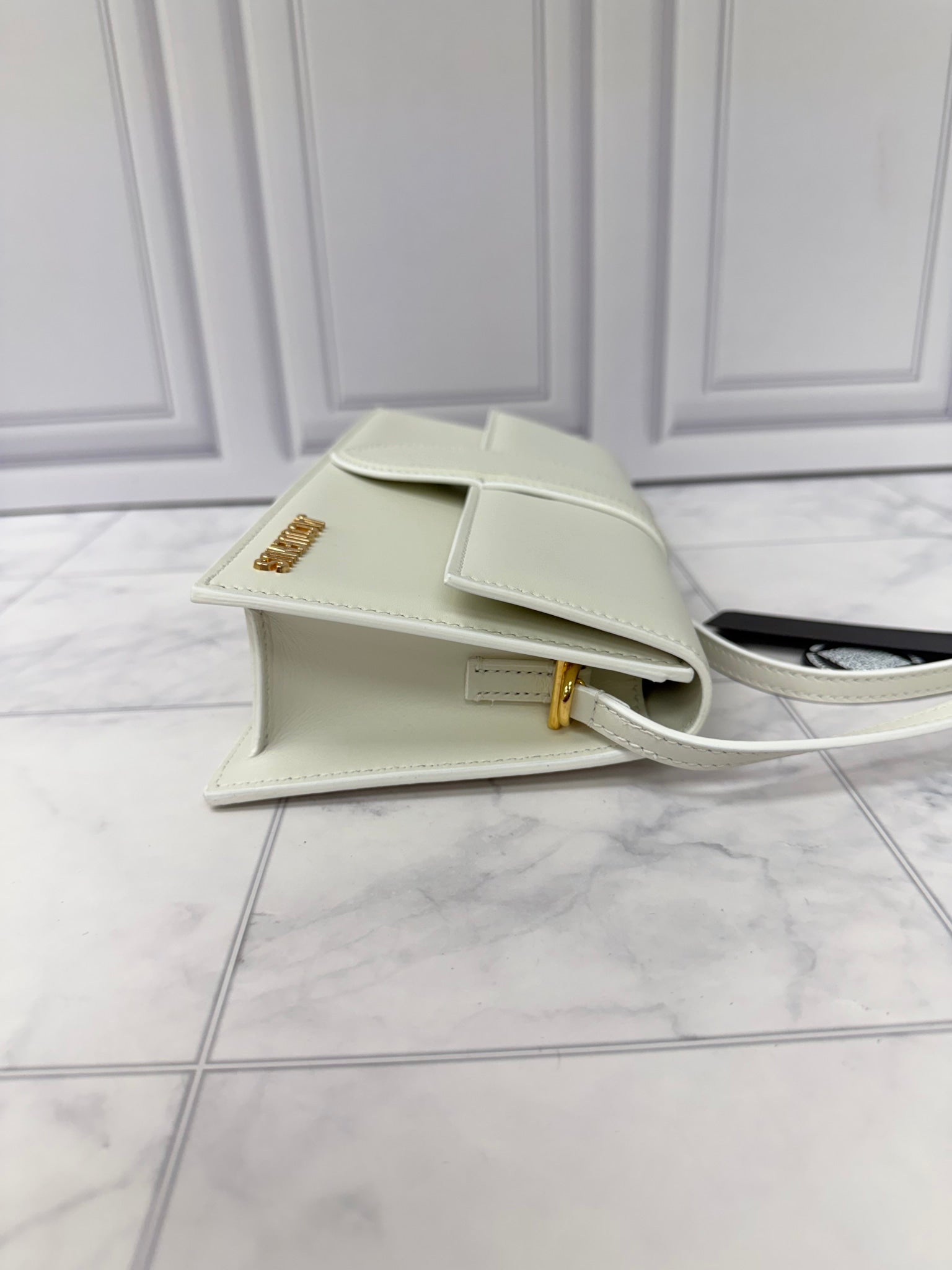BRAND NEW - Jacquemus White Leather Le Bambino Long Shoulder Bag