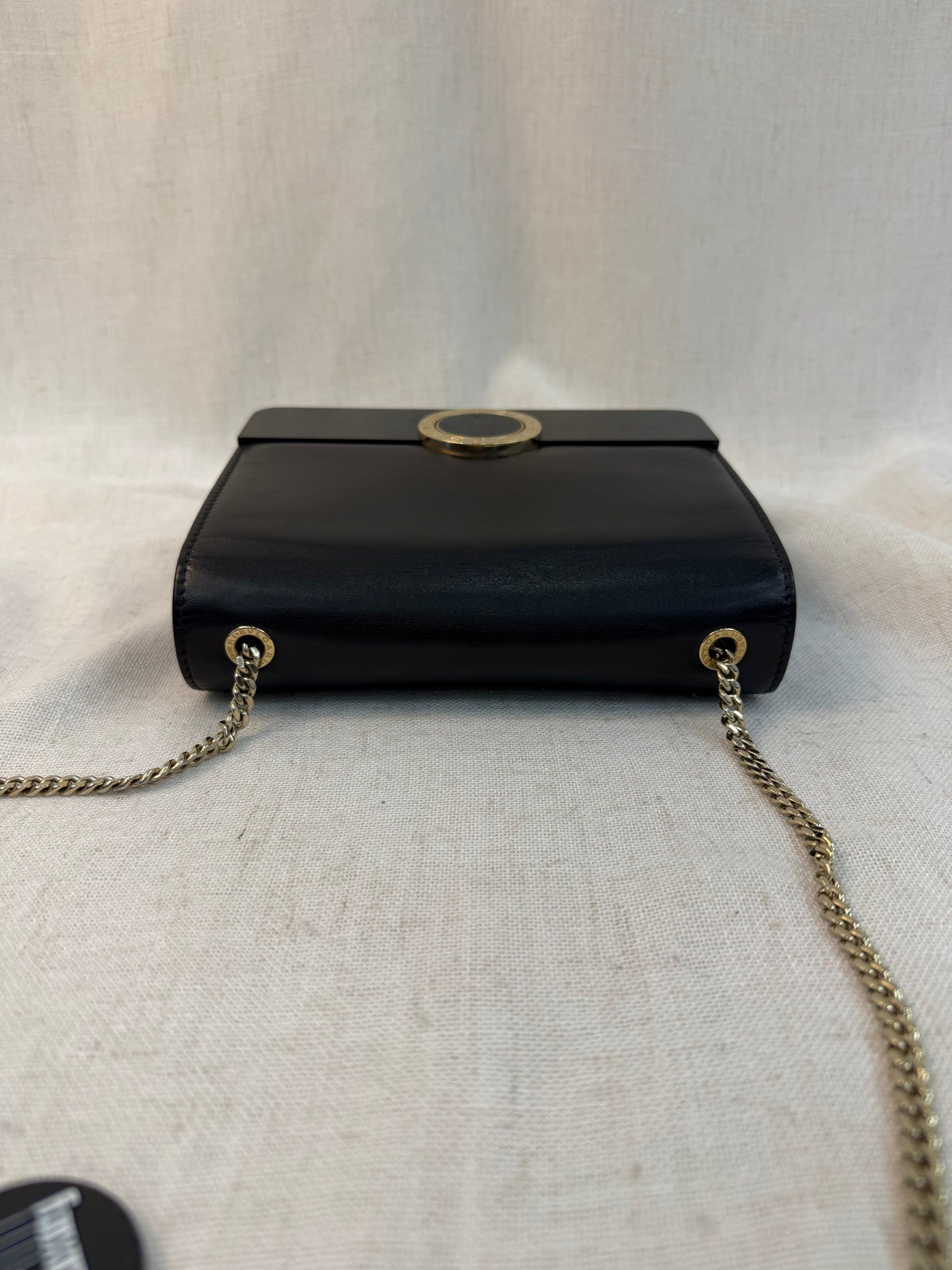 Blvgari Black Leather Small Flap Bag