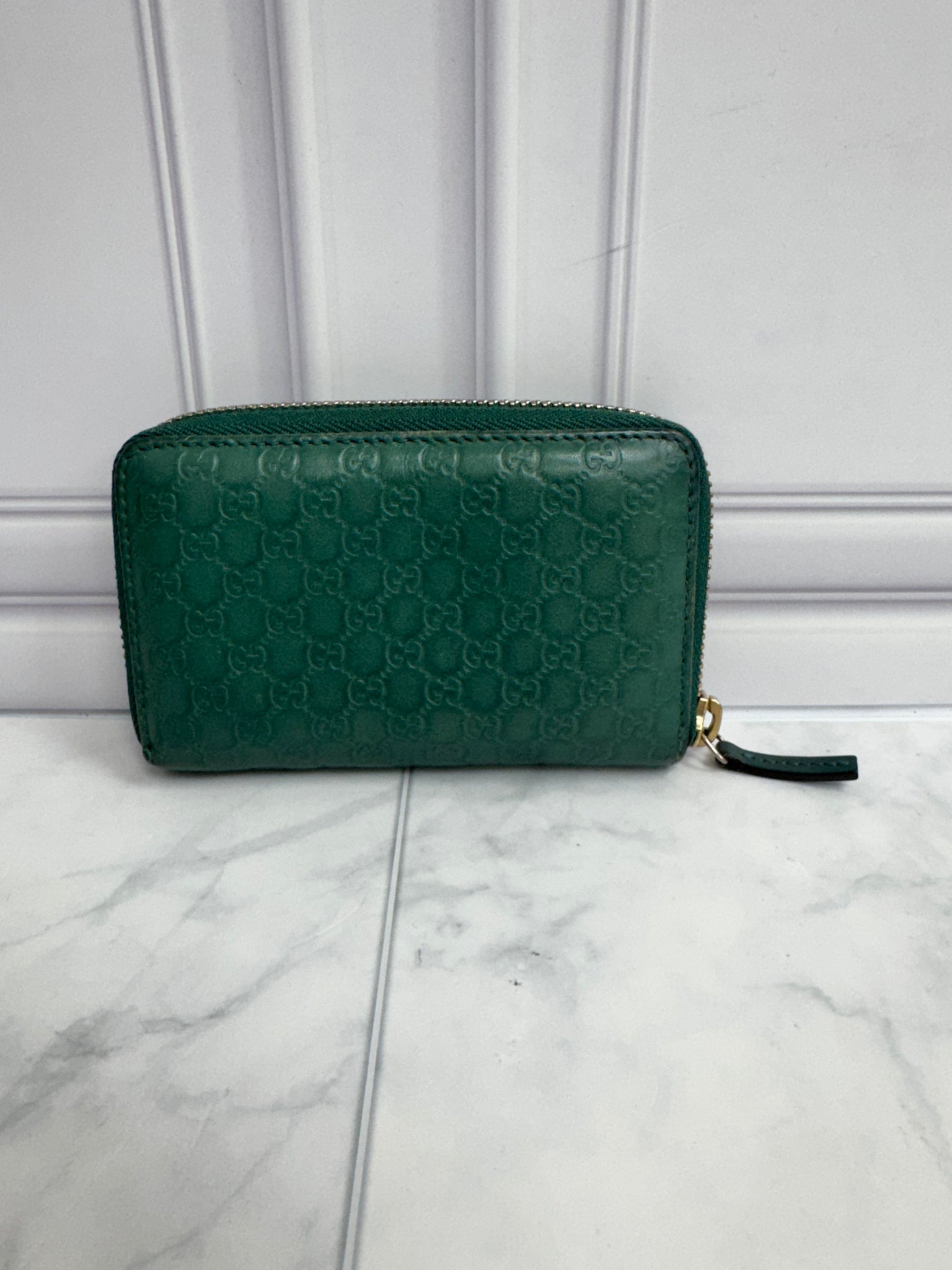 Gucci Green Microguccissima Compact Zippy Wallet