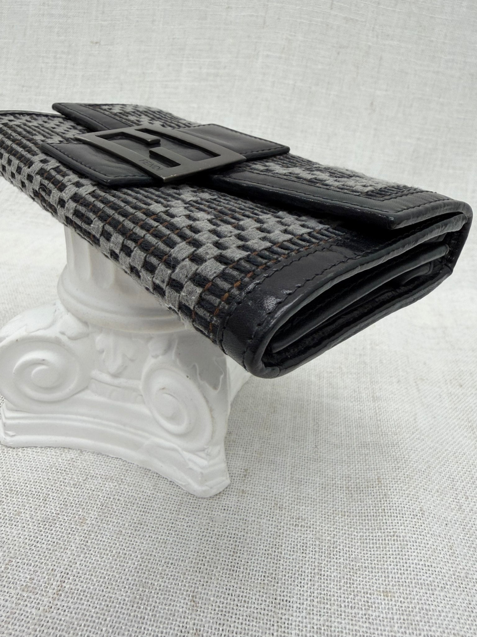 Fendi Black Textured Zucca Long Wallet