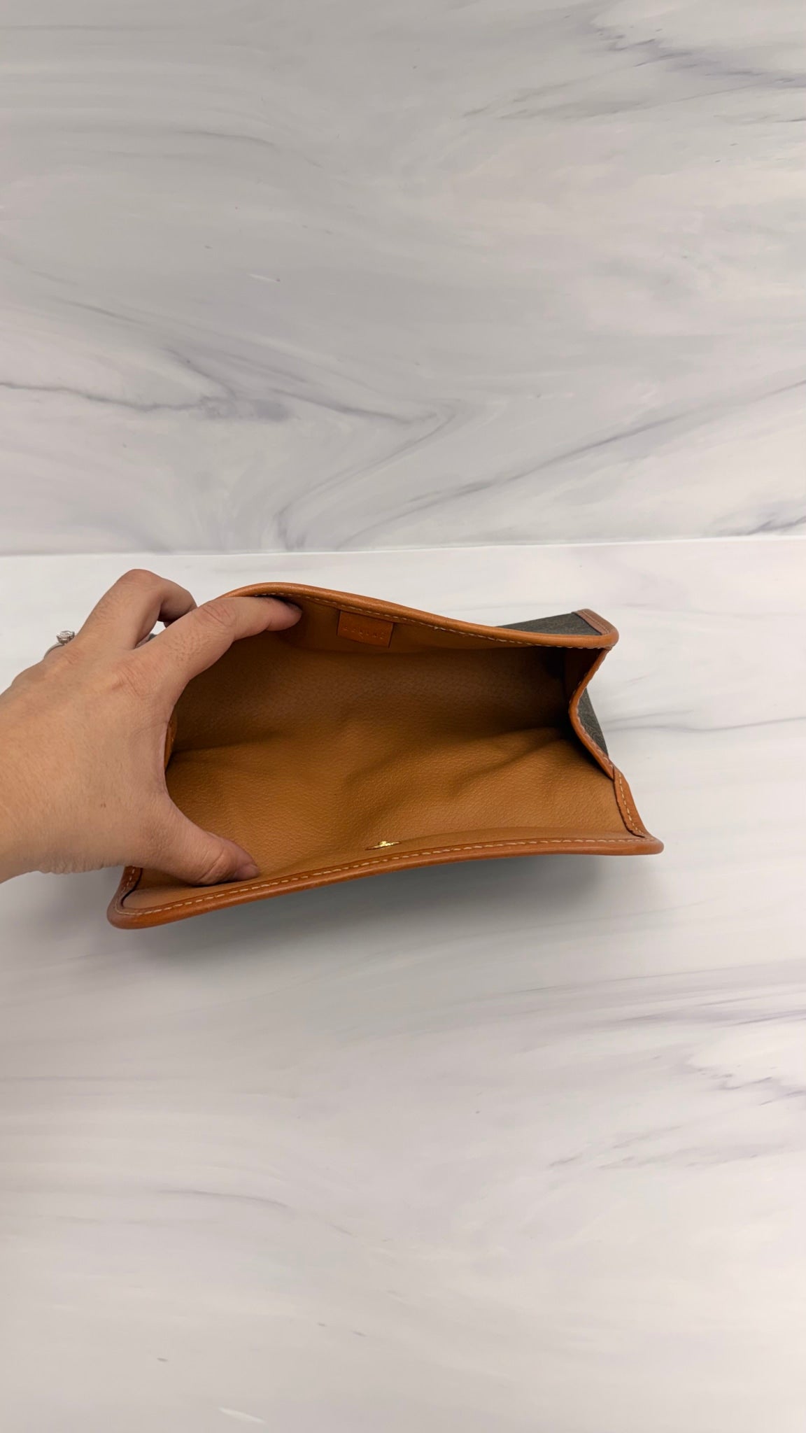 Celine Brown Coated Canvas Macadam Clutch