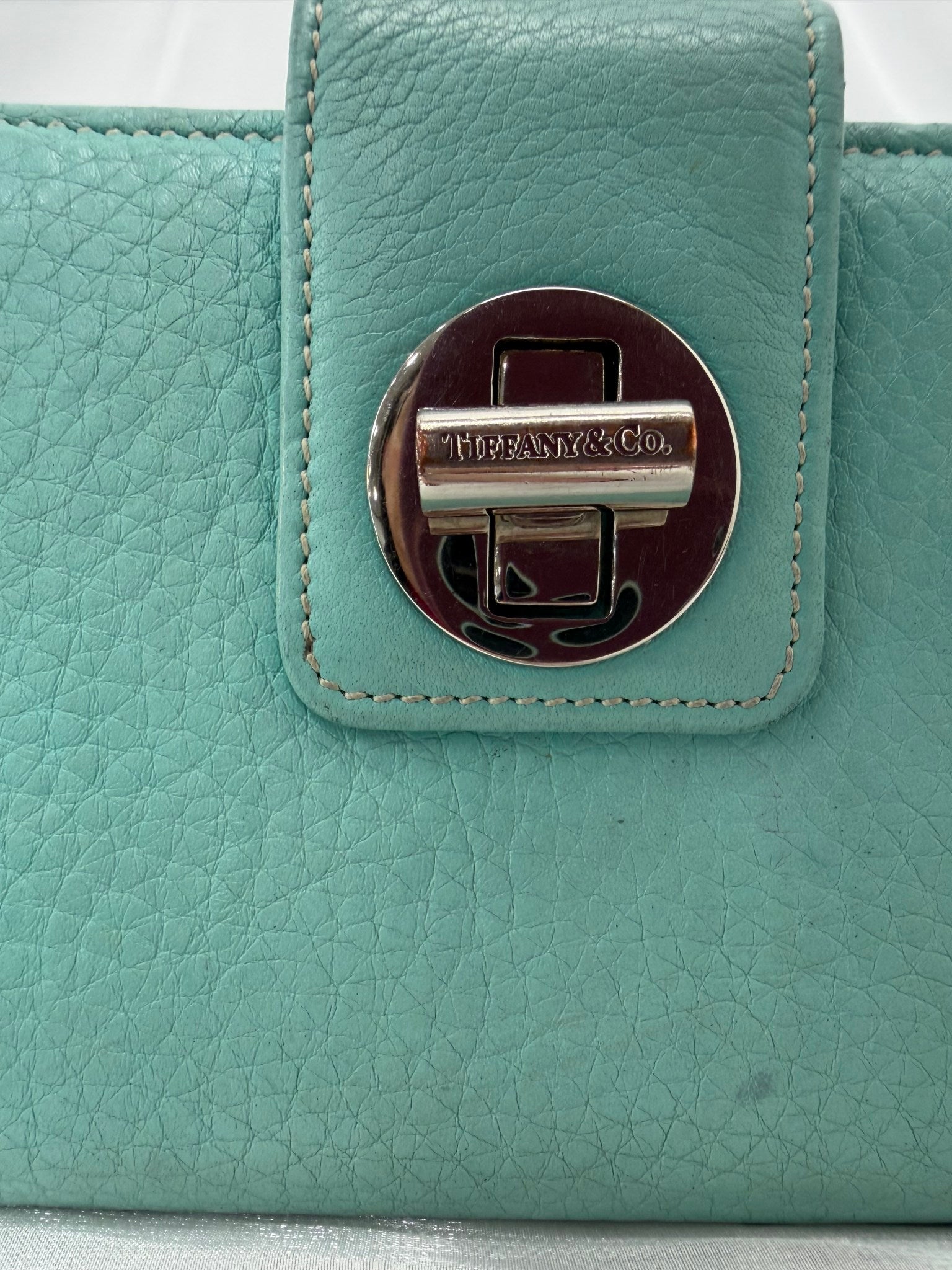 Tiffany & Co. Blue Leather Turn Lock Long Wallet