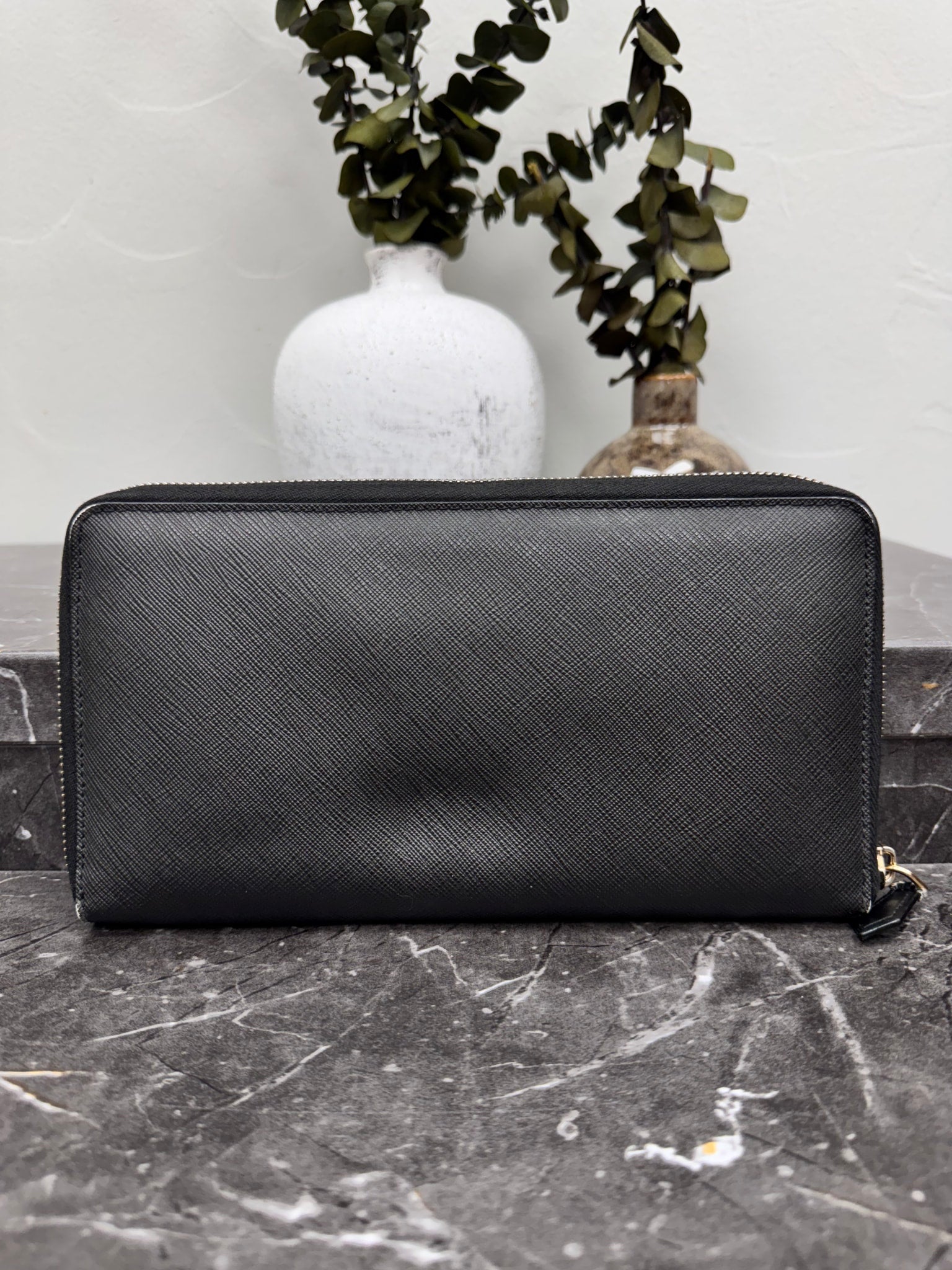 Givenchy Black Madonna Saffiano Leather Zippy Walet