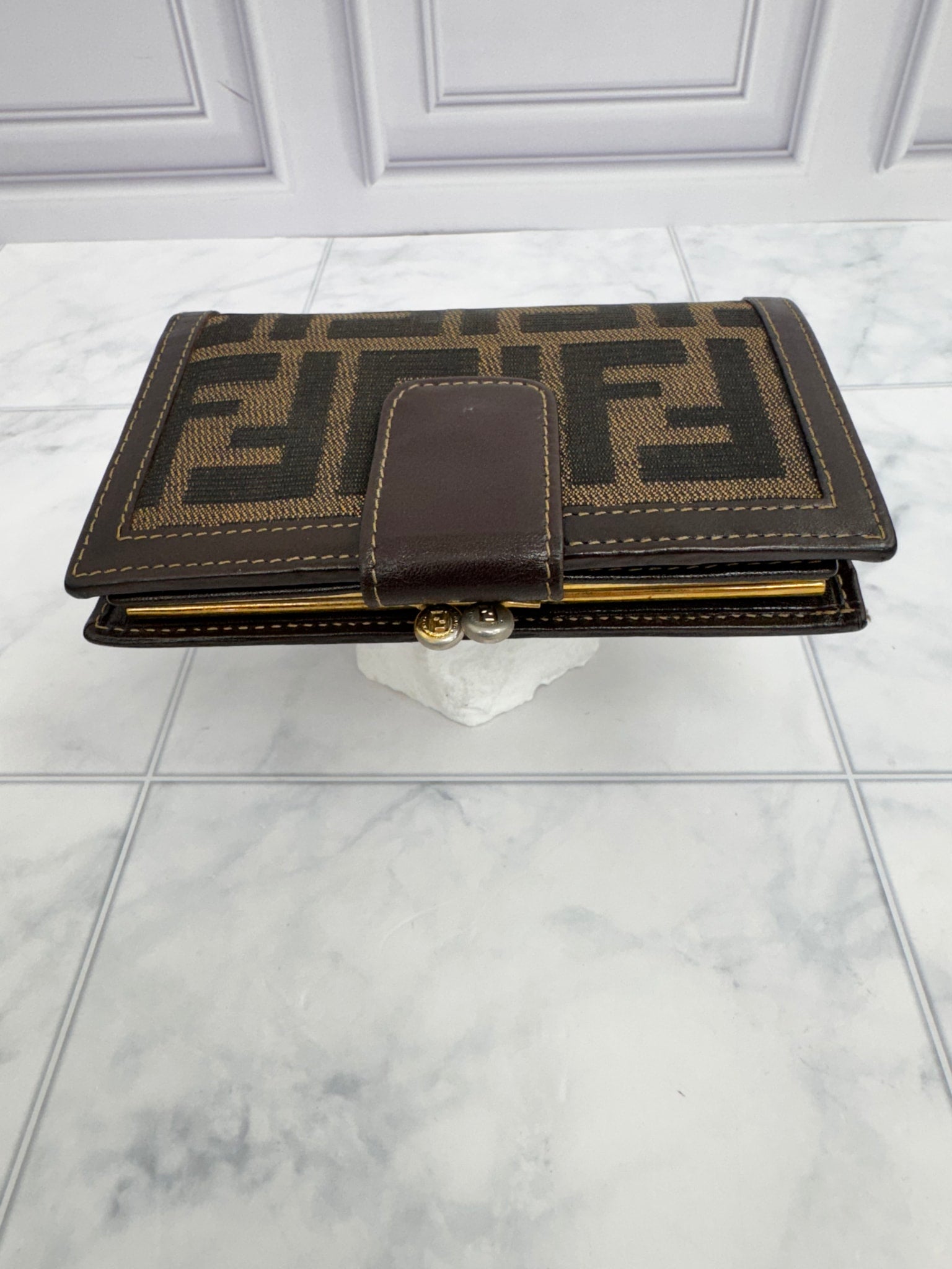 Fendi Brown Zucca Canvas French Wallet