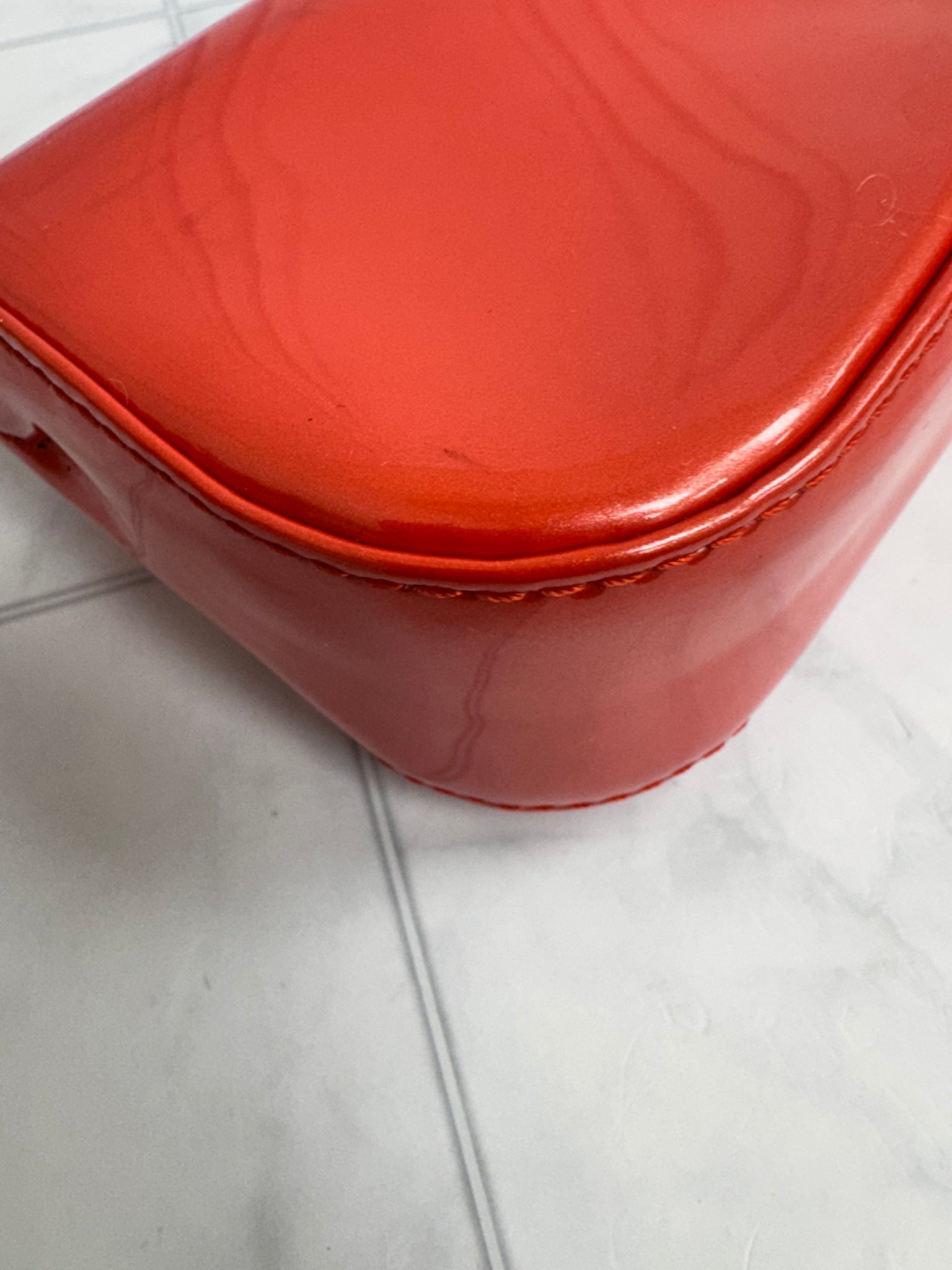 Louis Vuitton Red Orange Vernis Sobe Clutch