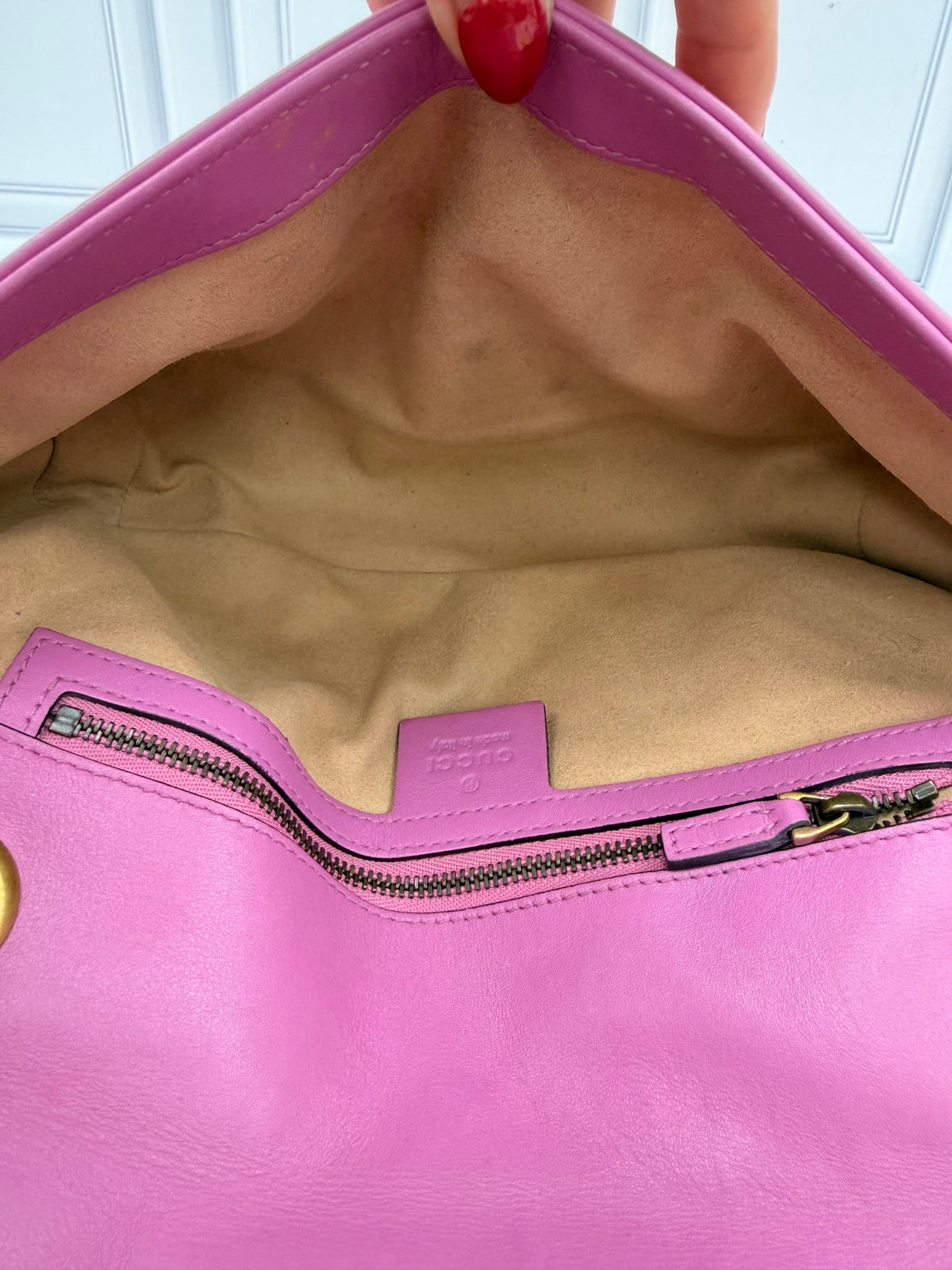 Gucci Purple Calfskin Leather Matelasse Small GG Marmont Shoulder Bag