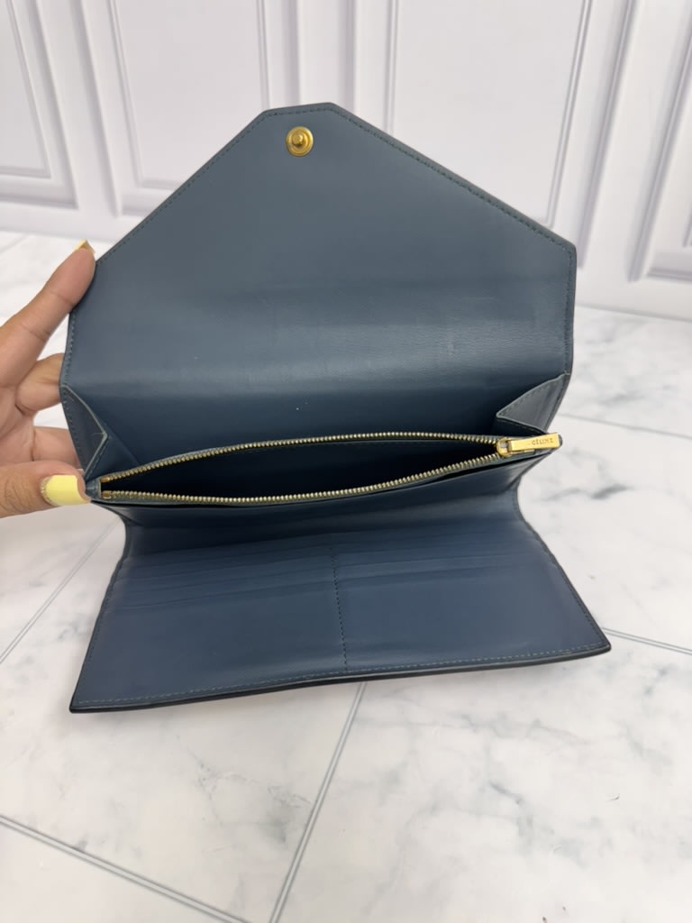 Celine Tricolor Leather Pocket Trifold Envelope Long Wallet