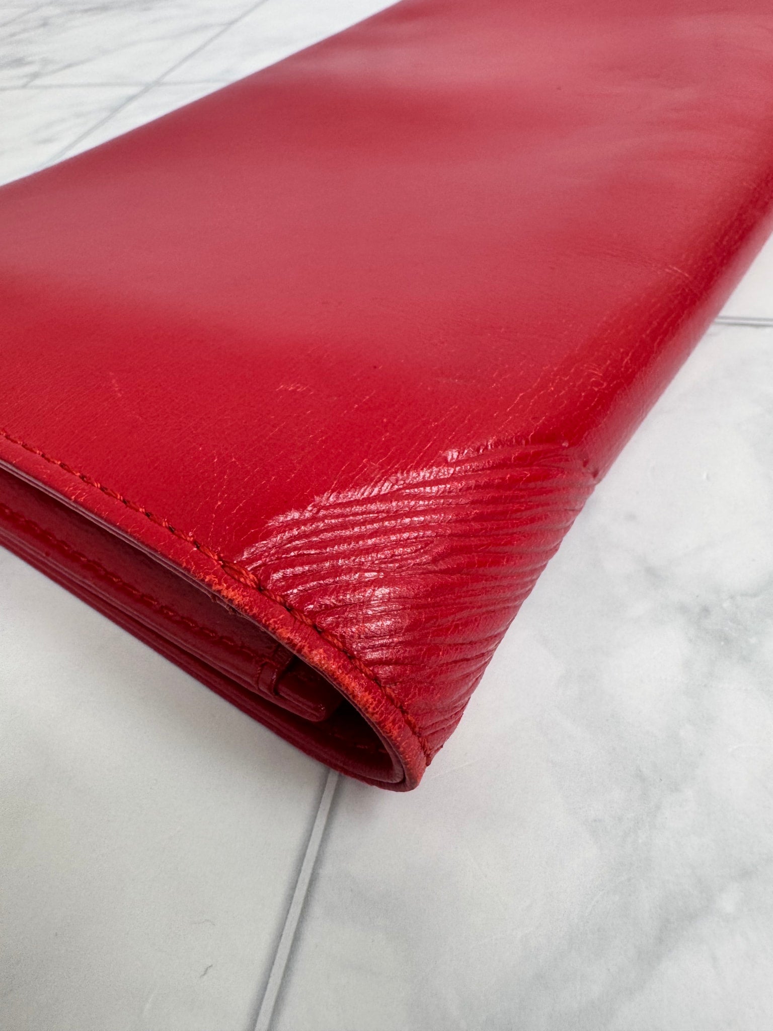 Louis Vuitton Red Epi Leather Opera Aegean Clutch
