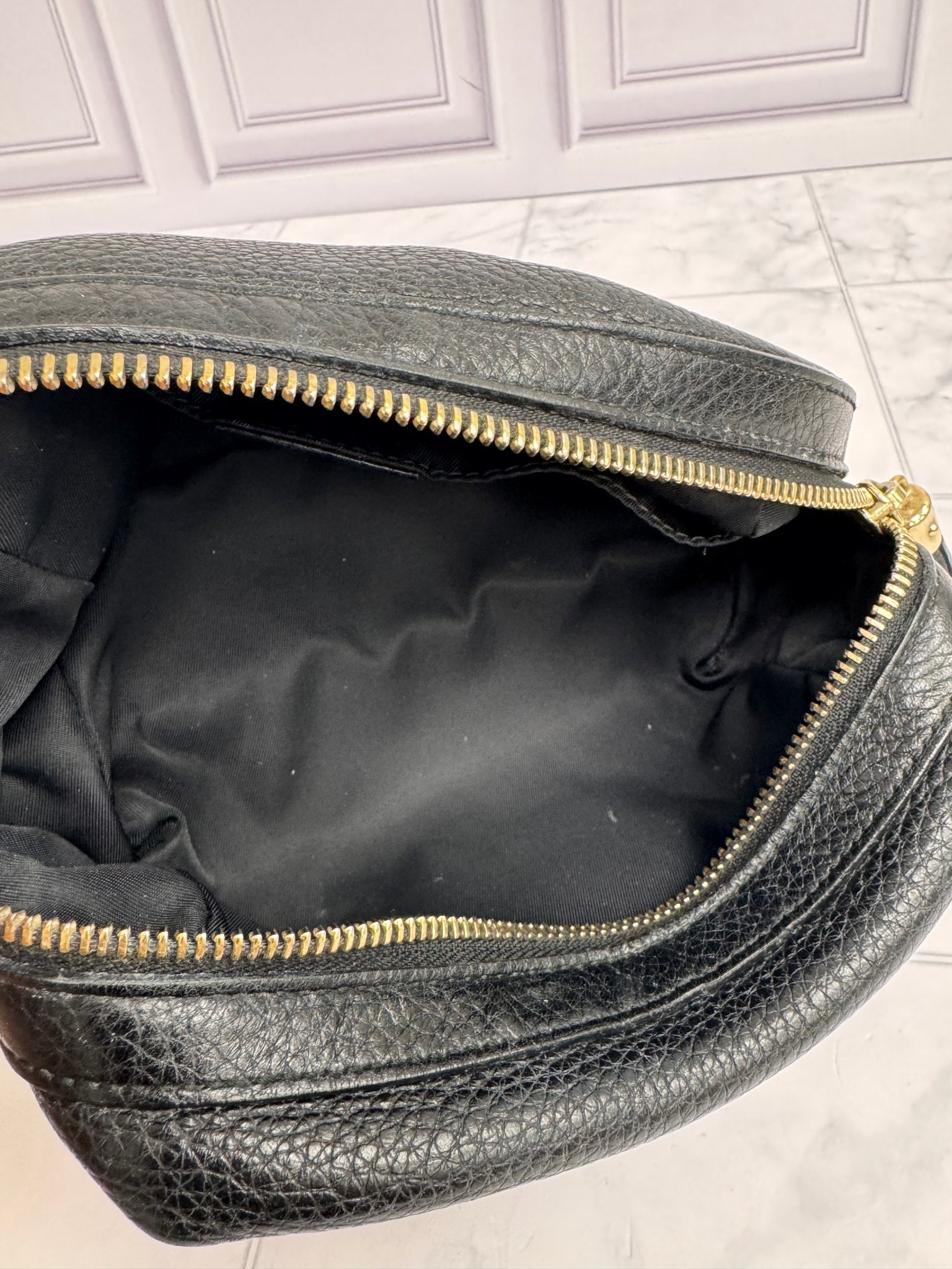 Gucci Black Grained Leather Soho Cosmetic Pouch