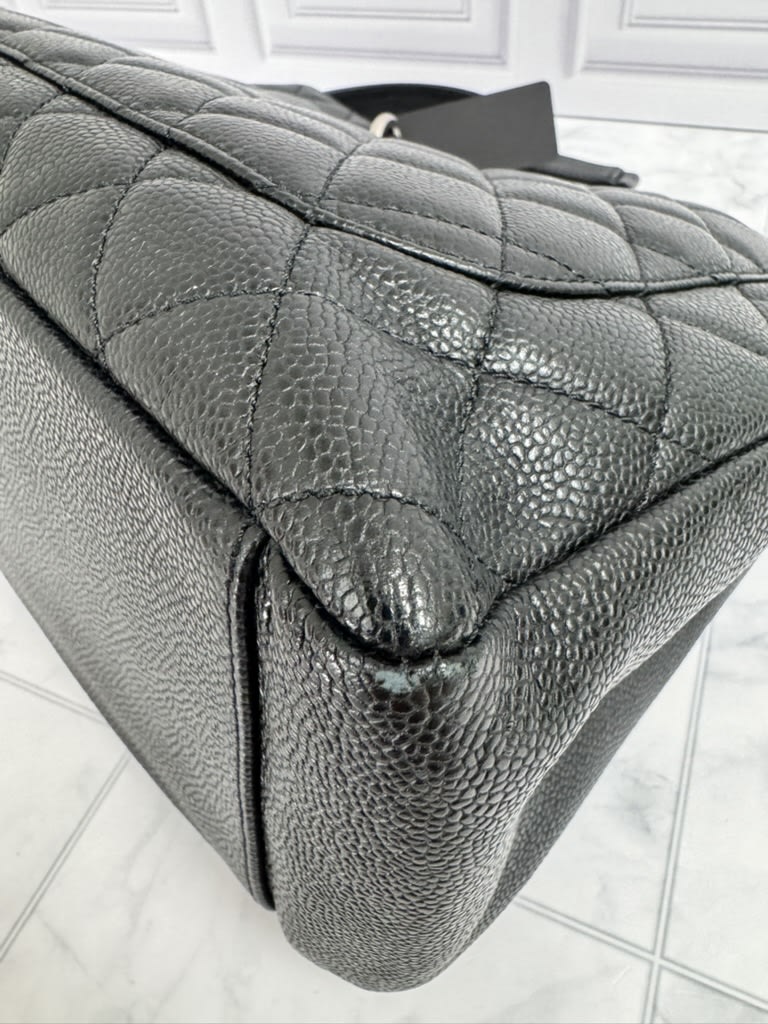 Chanel Black Caviar Leather Grand Shopping Tote Bag