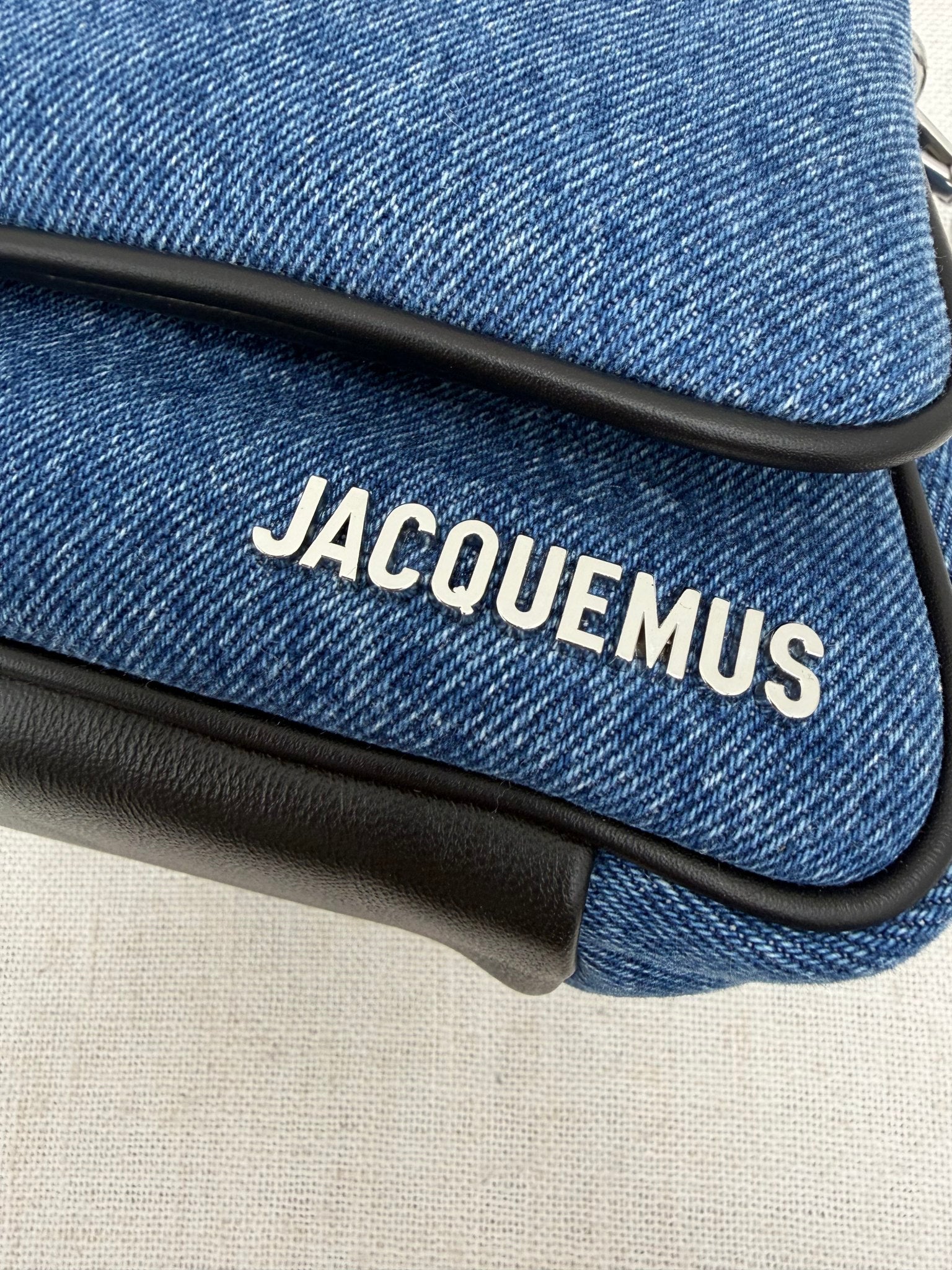 LIKE NEW - Jacquemes Denim & Black Leather Le Bambimou 2Way Bag