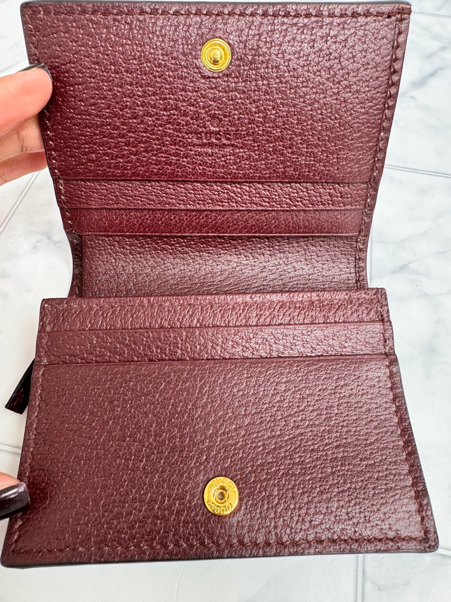 Gucci Burgundy Leather Web Ophidia Compact Wallet