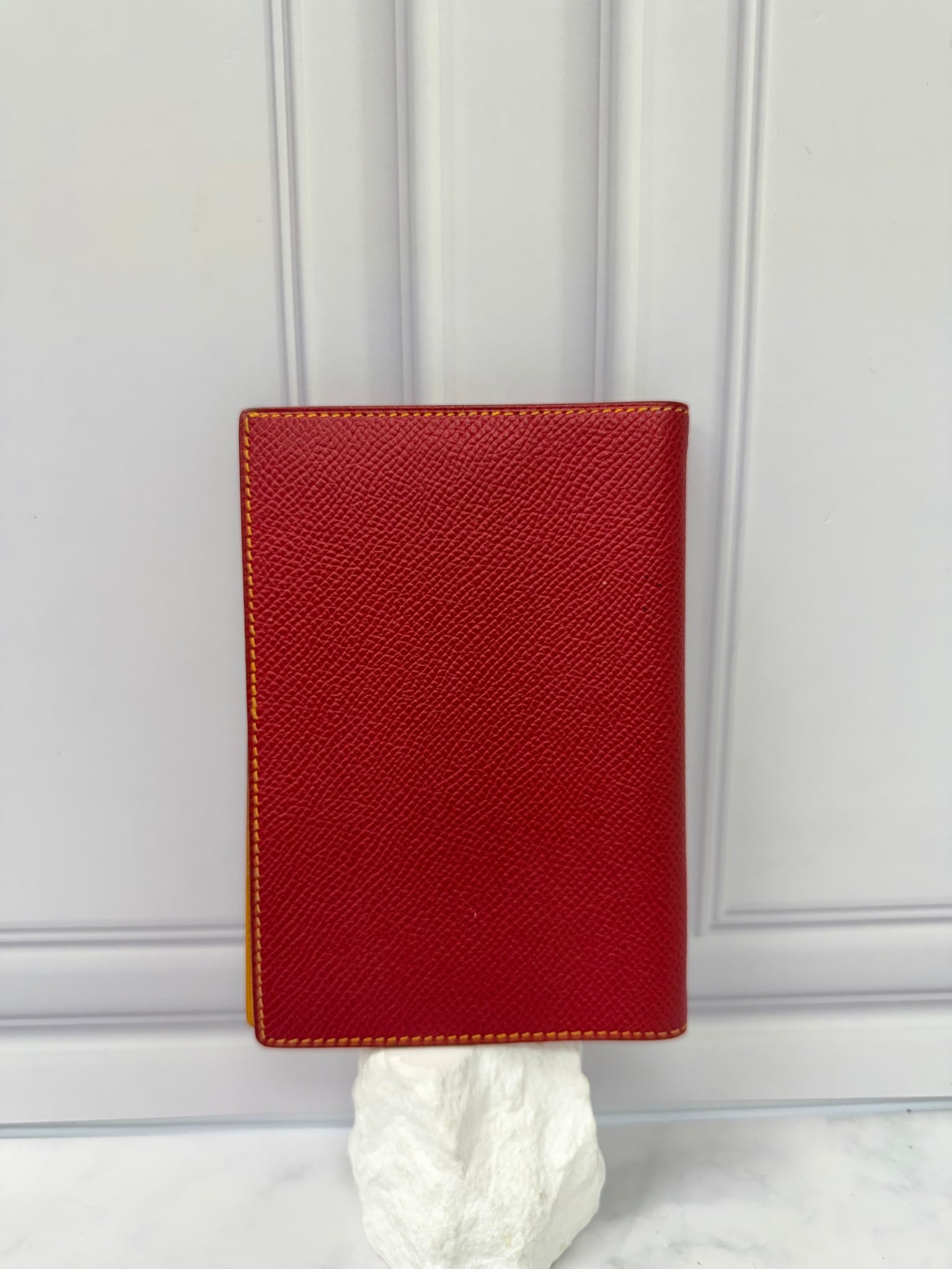 Hermes Red And Yellow Leather Passport Agenda Holder