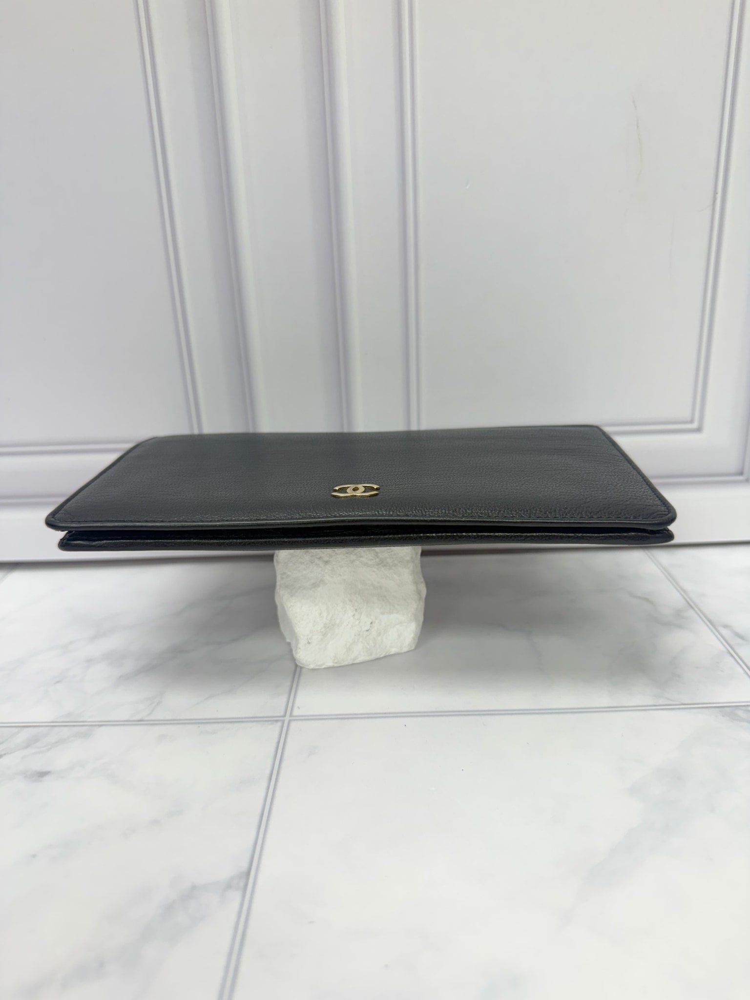 Chanel Black Grained Leather Wallet