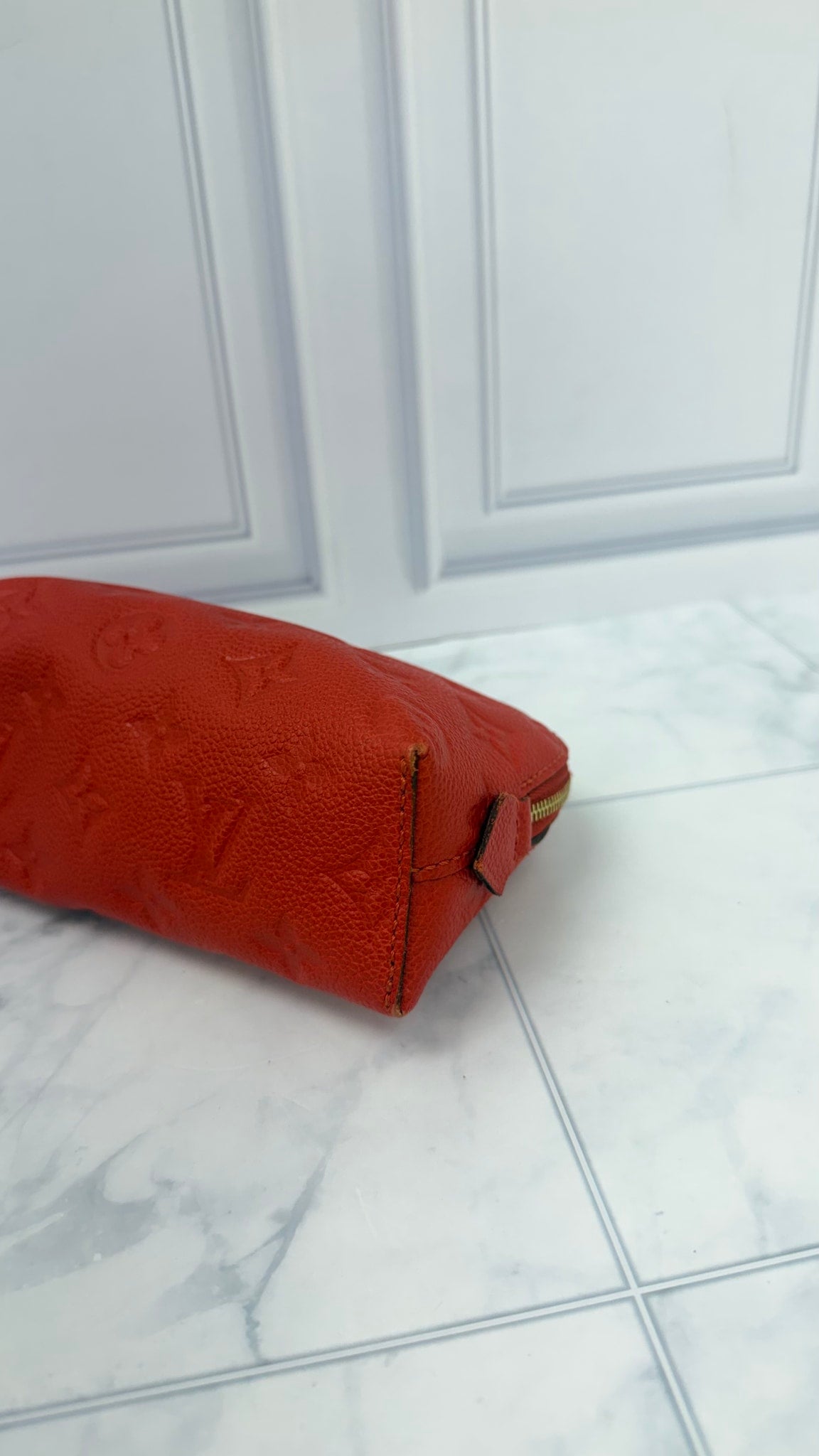 Louis Vuitton Red Empreinte Leather Cosmetic Pouch