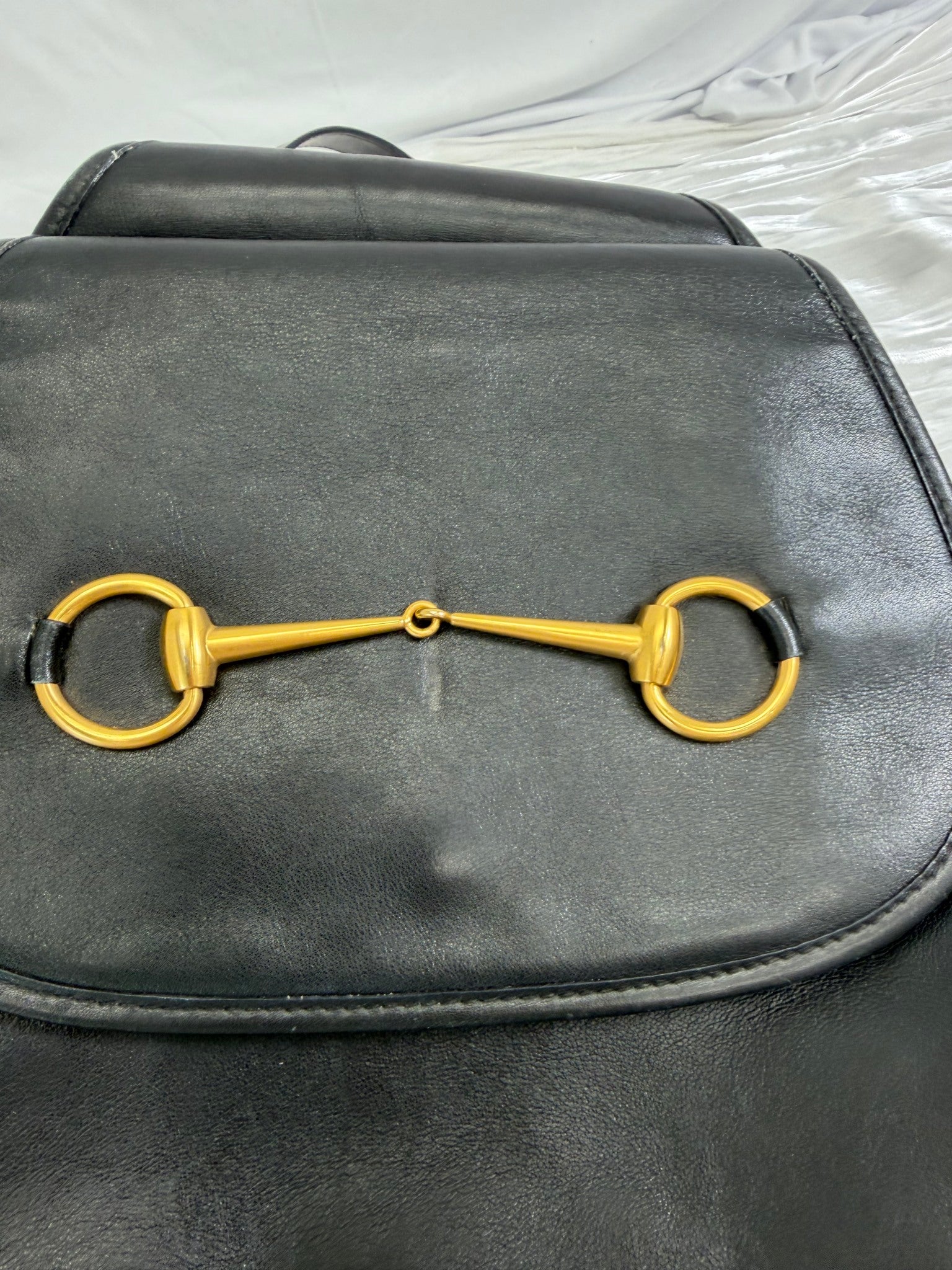 Gucci Black Leather Horsebit Sling Bag