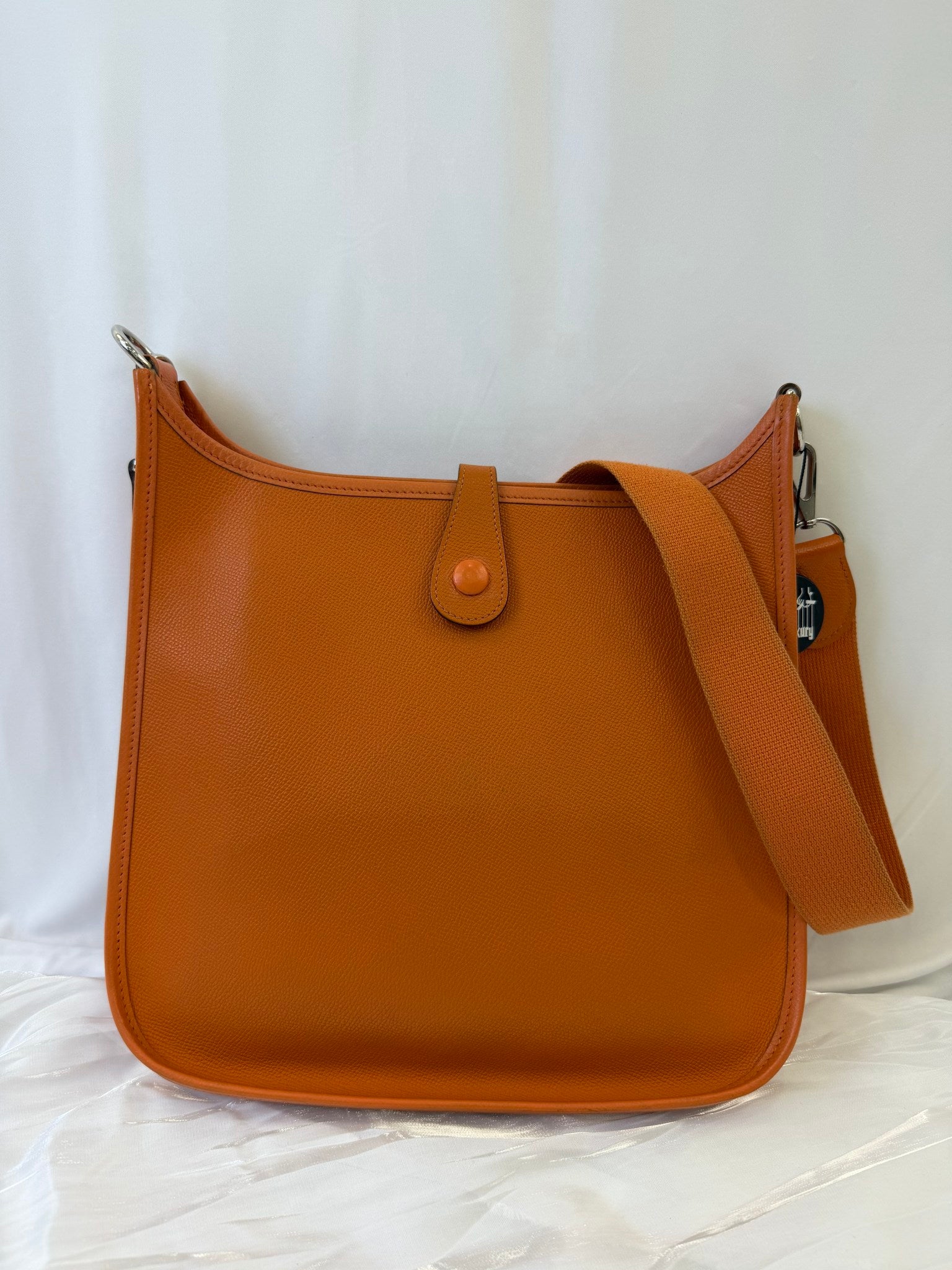 Hermes Orange Leather Evelyne Crossbody Bag PM