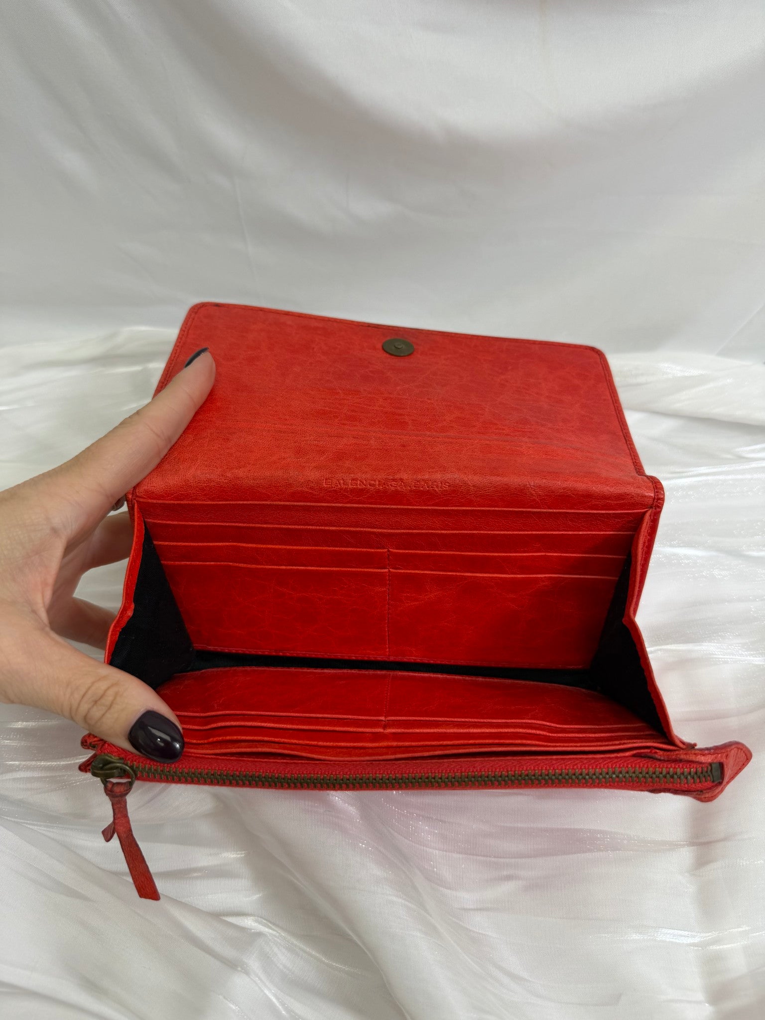 Balenciaga Red Leather Agneau Continental Wallet