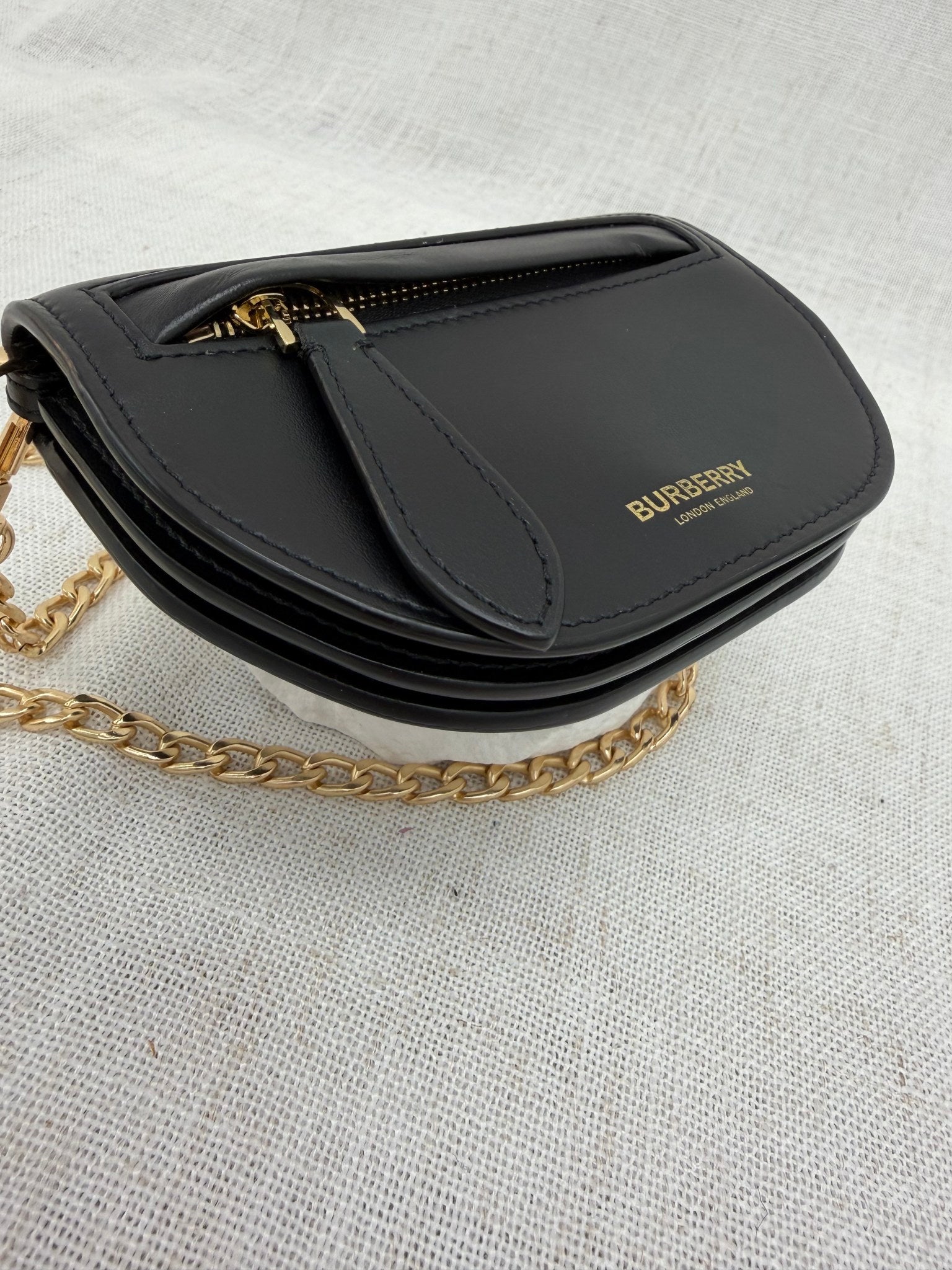 Burberry Black Leather Card on a Chain